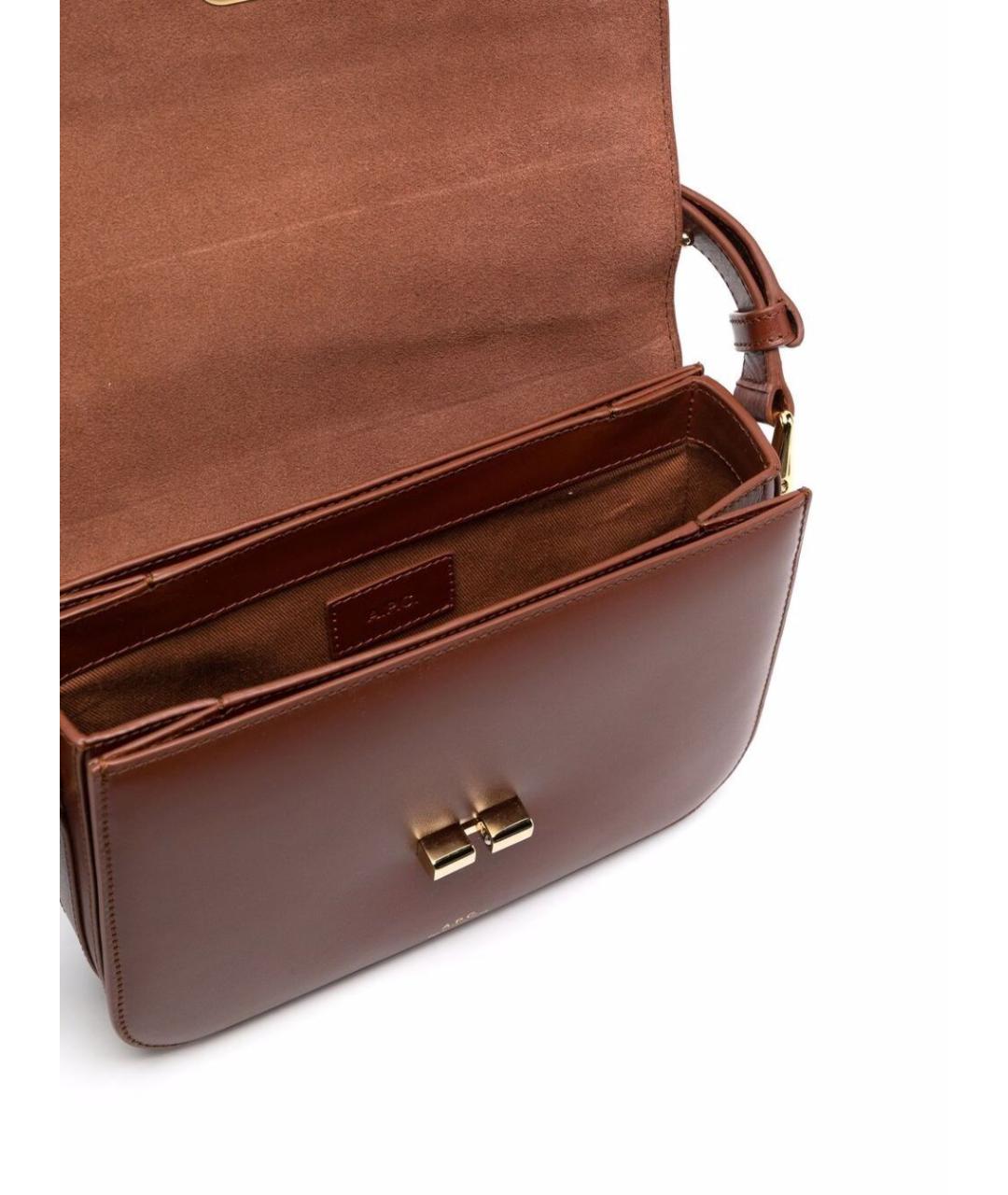 A.P.C. Коричневая кожаная сумка через плечо, фото 4