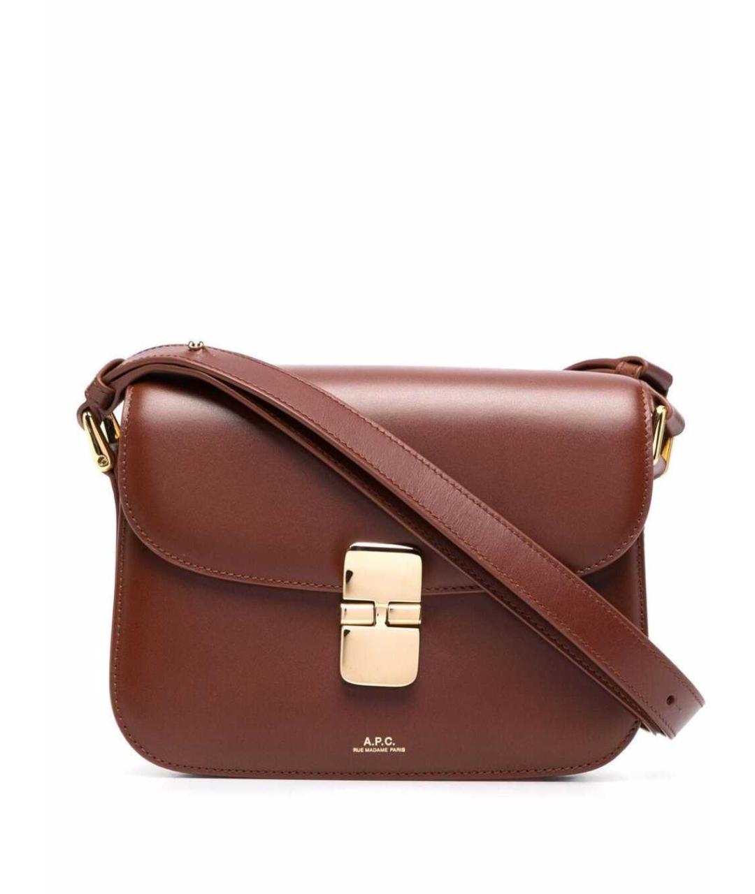 A.P.C. Коричневая кожаная сумка через плечо, фото 1