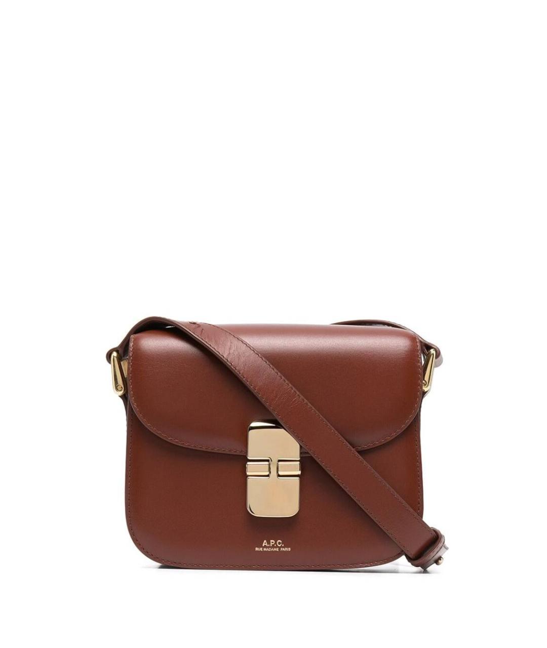 A.P.C. Коричневая кожаная сумка через плечо, фото 1