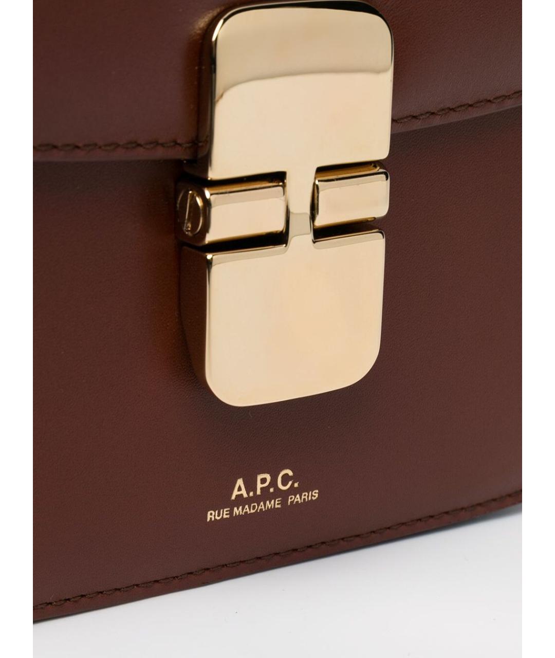 A.P.C. Коричневая кожаная сумка через плечо, фото 4