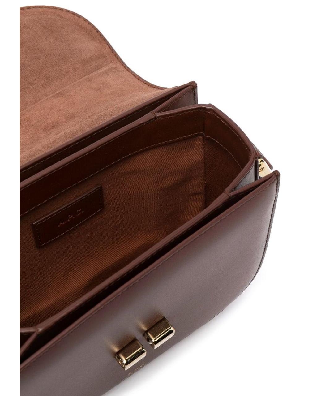 A.P.C. Коричневая кожаная сумка через плечо, фото 3