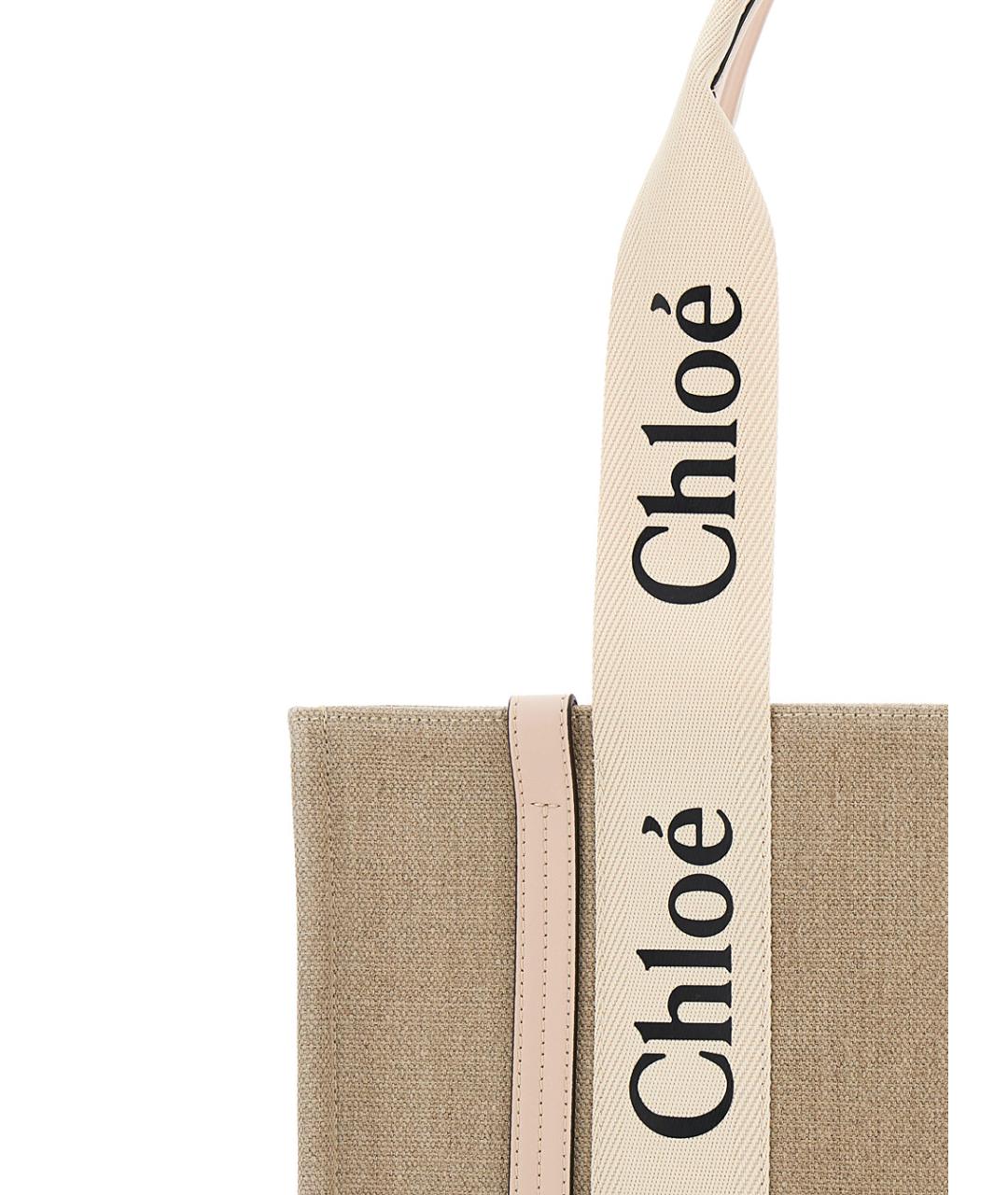 CHLOE Бежевая хлопковая сумка тоут, фото 2