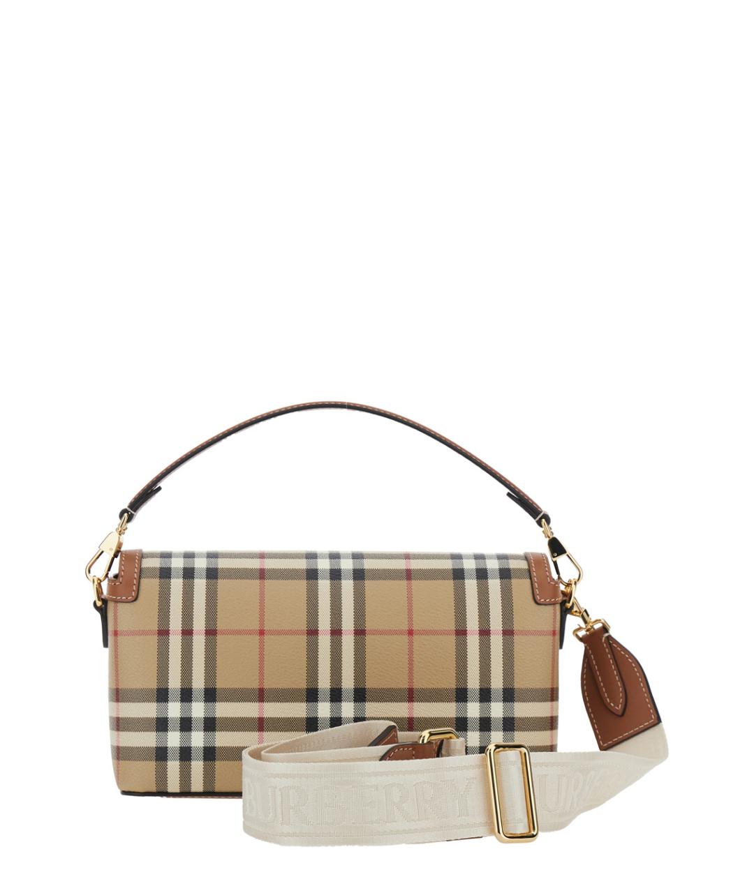 BURBERRY Бежевая сумка с короткими ручками из искусственной кожи, фото 2