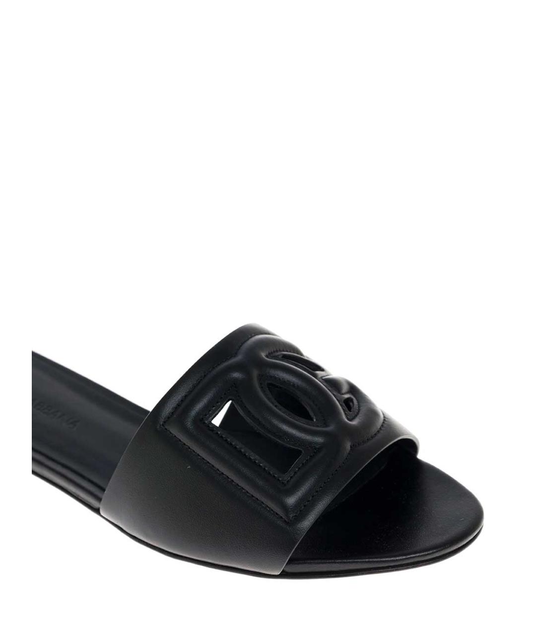 DOLCE&GABBANA Черные кожаные мюли, фото 4