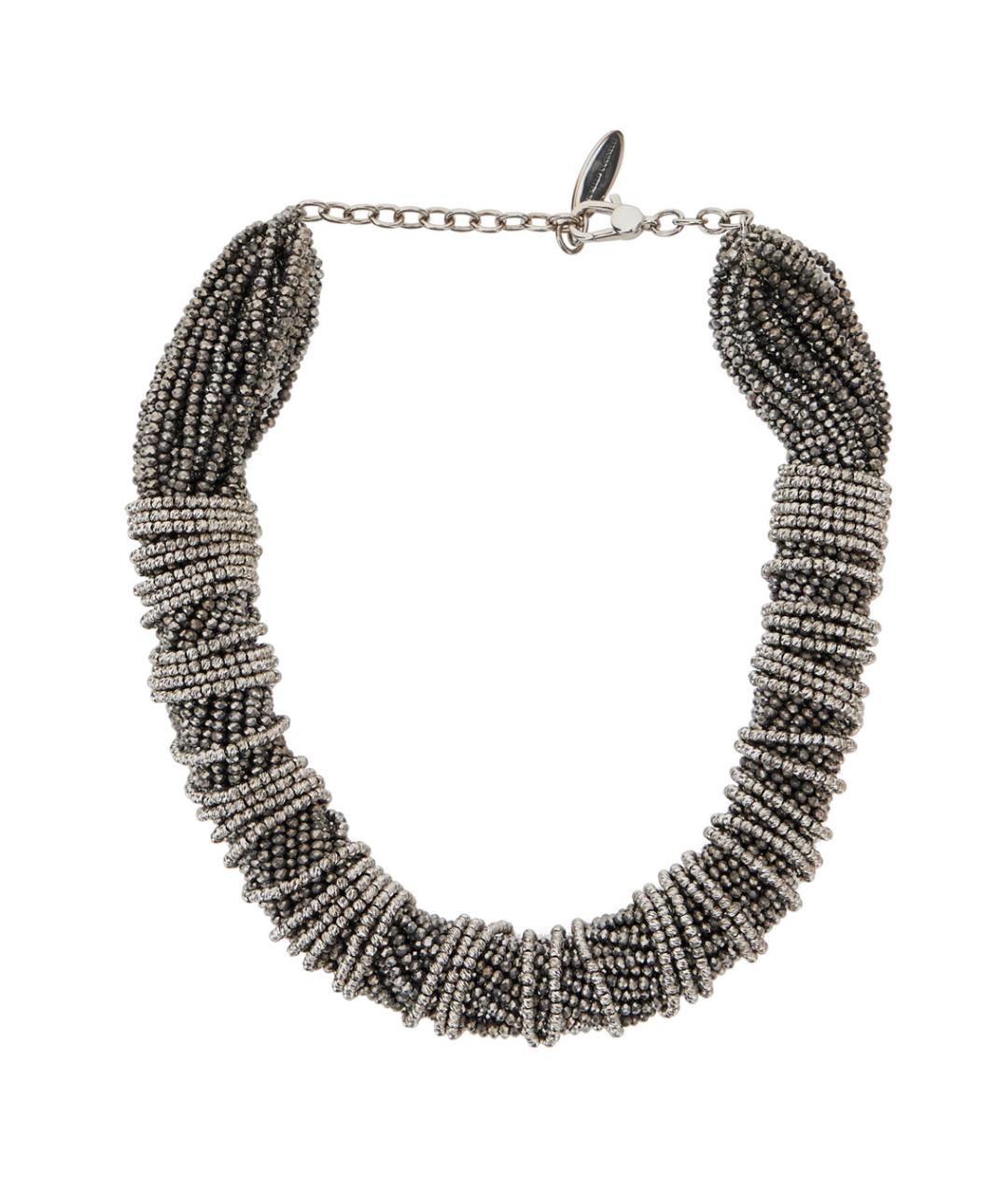 BRUNELLO CUCINELLI Серое колье из бисера, фото 1