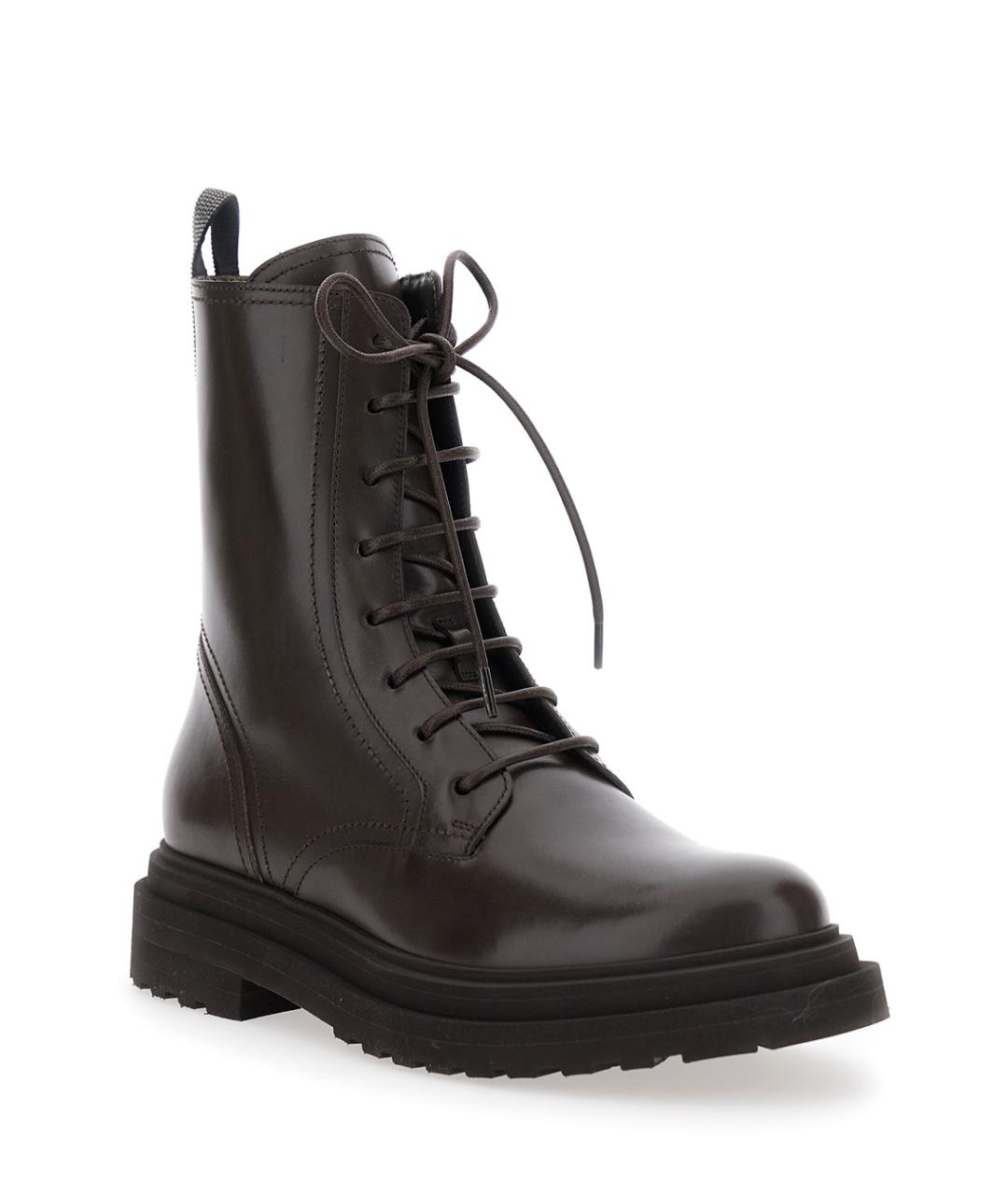 BRUNELLO CUCINELLI Коричневые кожаные ботинки, фото 2