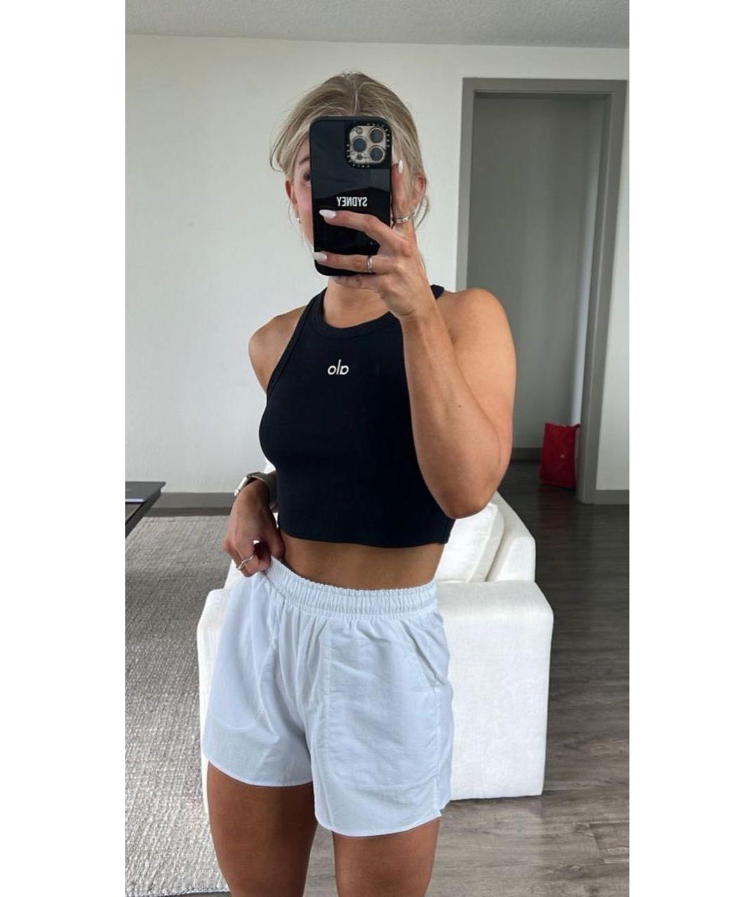 ALO YOGA Черная хлопковая майка, фото 7