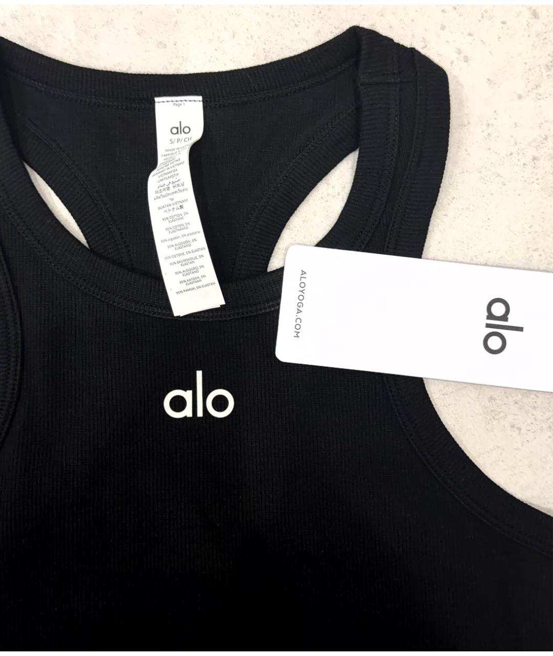 ALO YOGA Черная хлопковая майка, фото 3