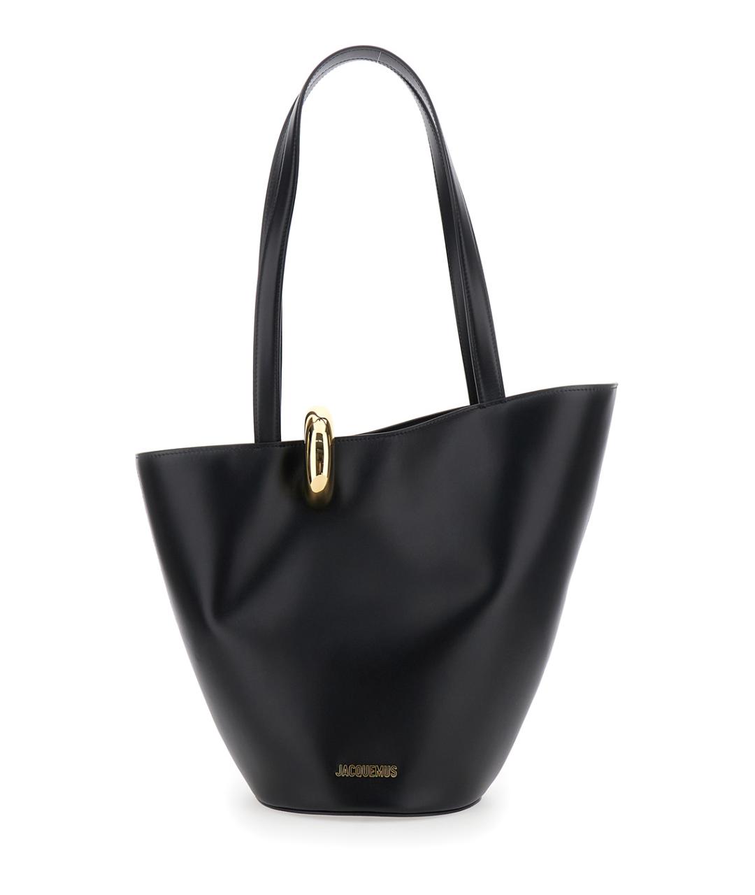 JACQUEMUS Черная кожаная сумка через плечо, фото 1