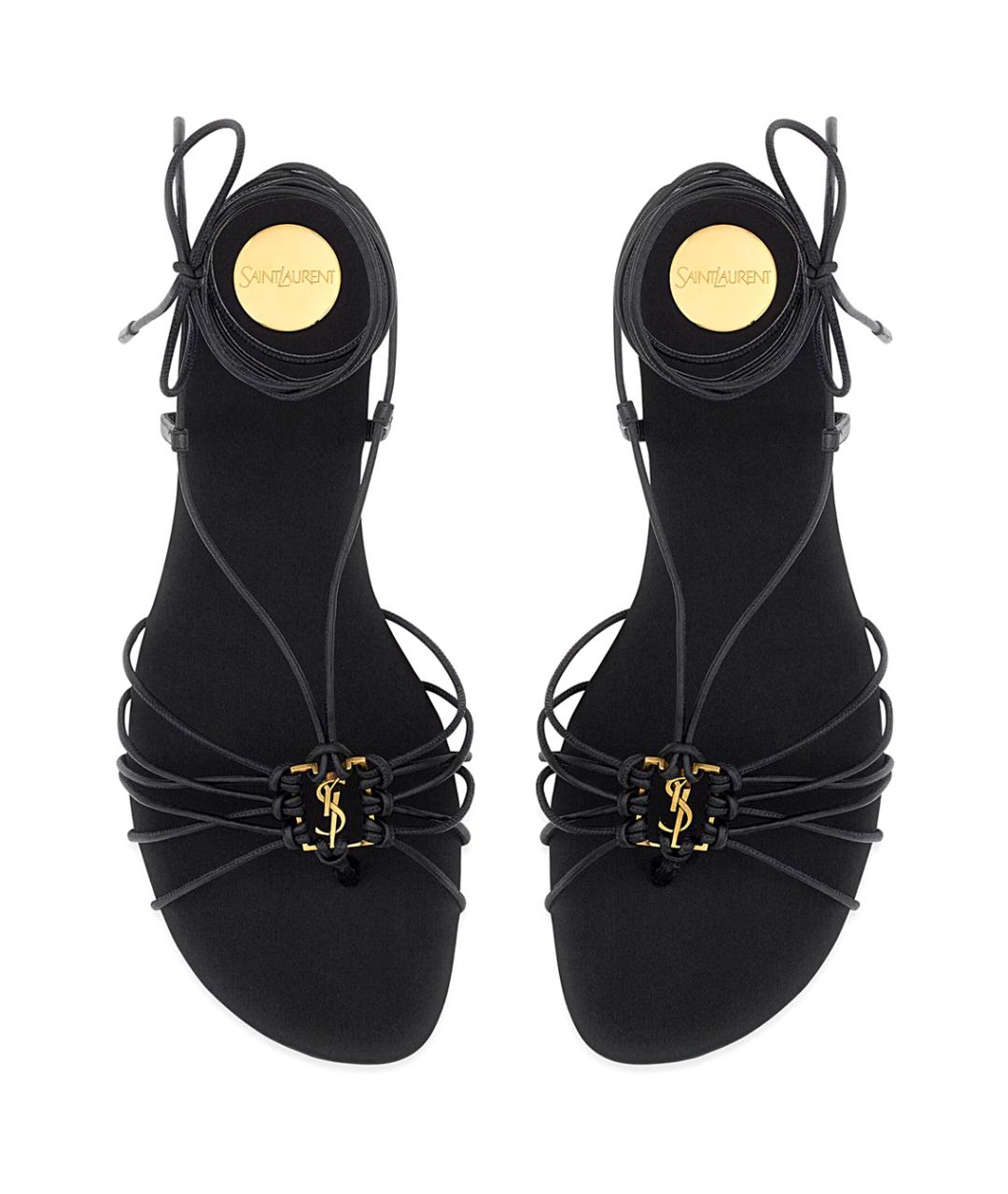 SAINT LAURENT Черные кожаные сандалии, фото 3