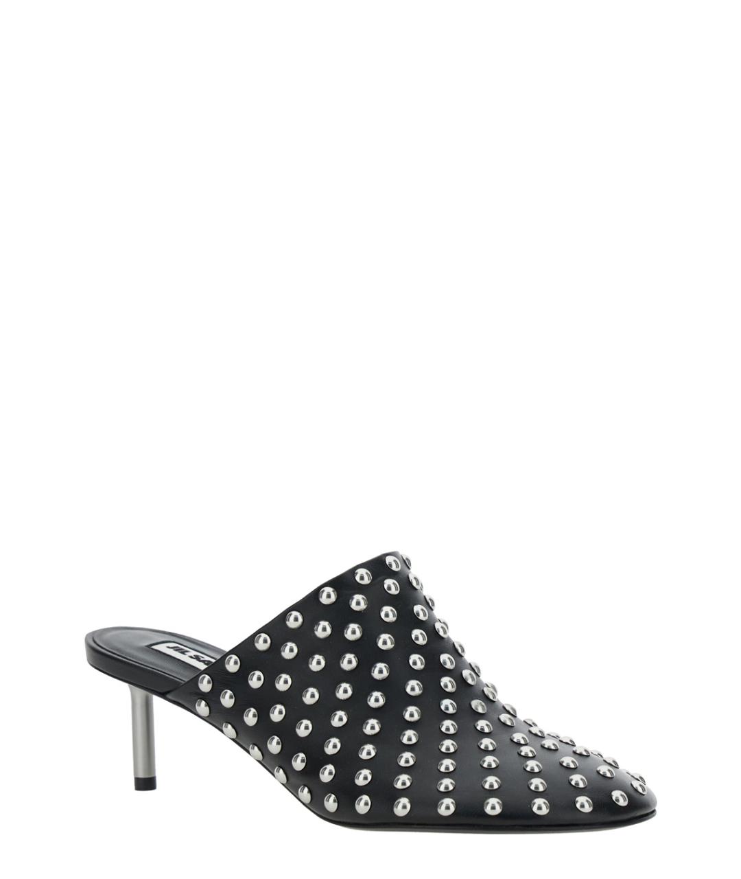 JIL SANDER Черные кожаные мюли, фото 2