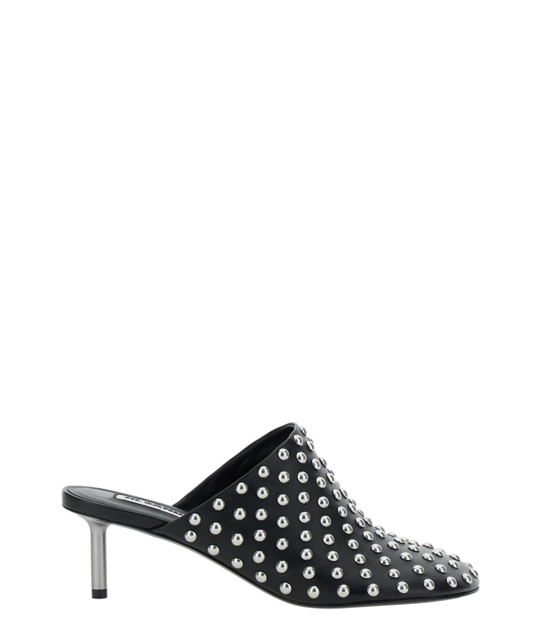 JIL SANDER Черные кожаные мюли, фото 1