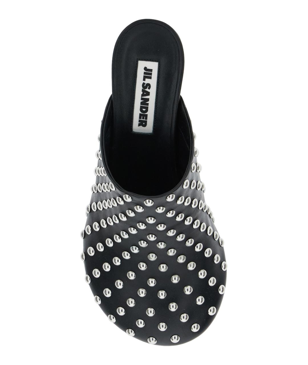 JIL SANDER Черные кожаные мюли, фото 4