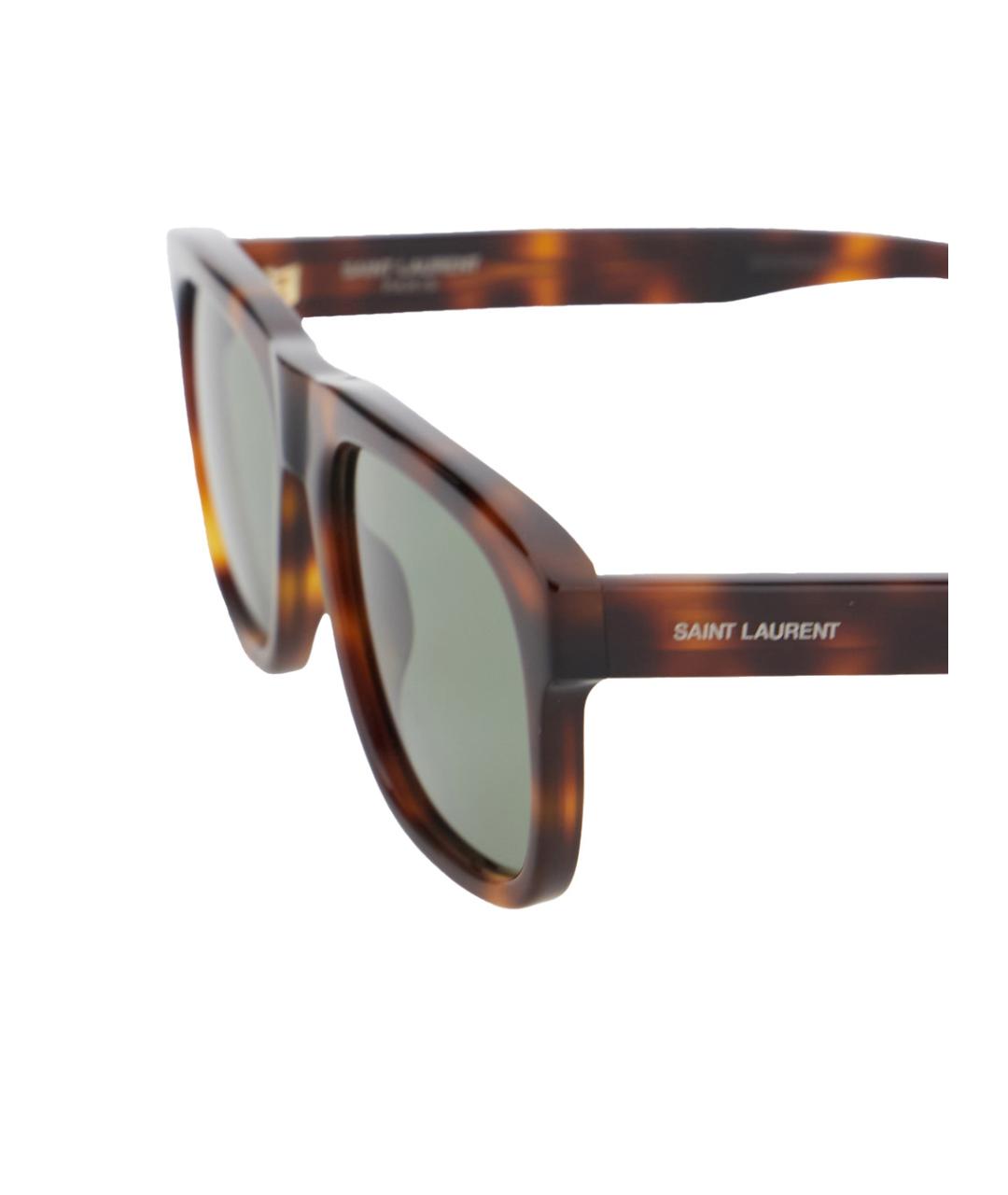 SAINT LAURENT Коричневые пластиковые солнцезащитные очки, фото 2