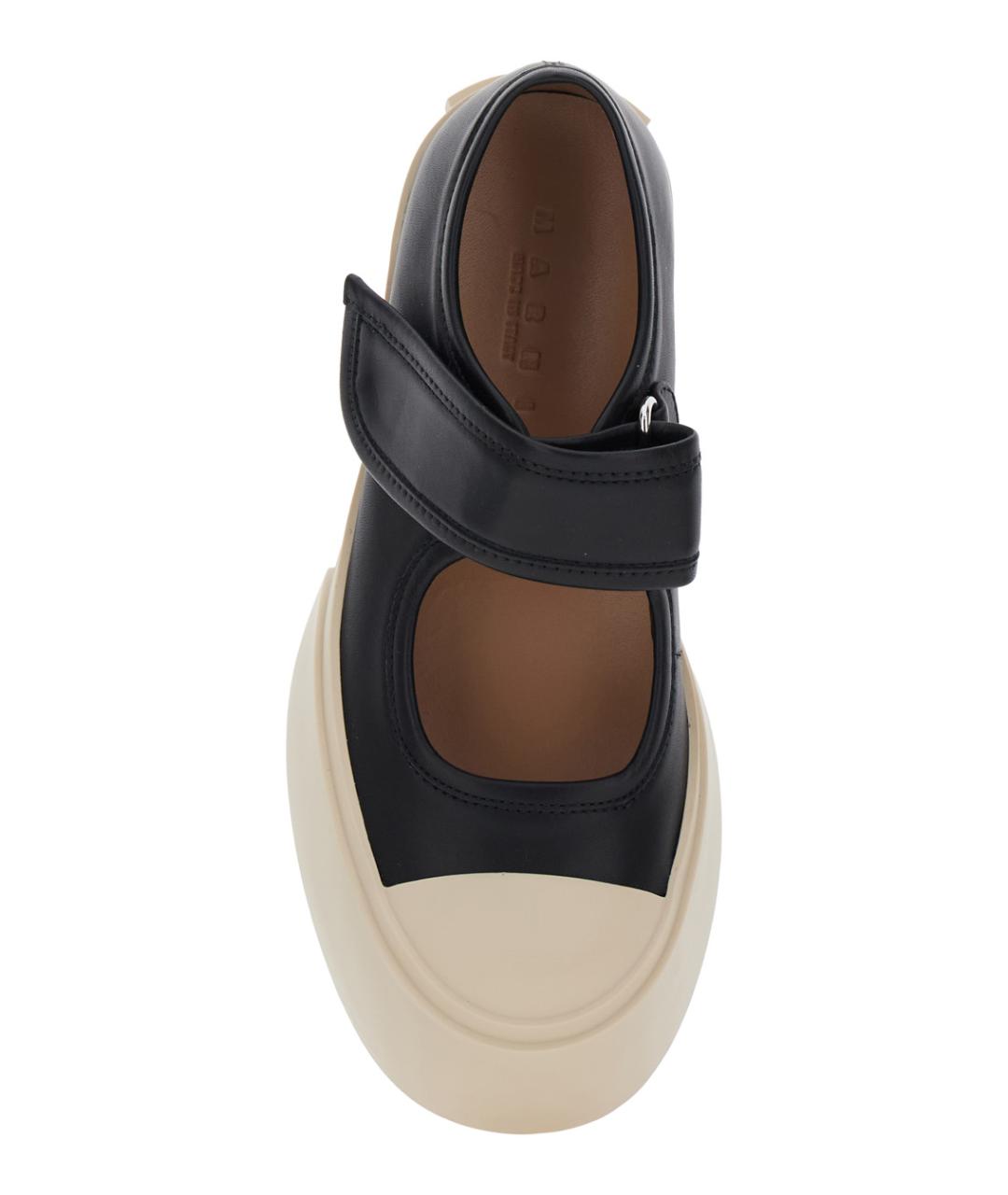 MARNI Черные кожаные кроссовки, фото 4