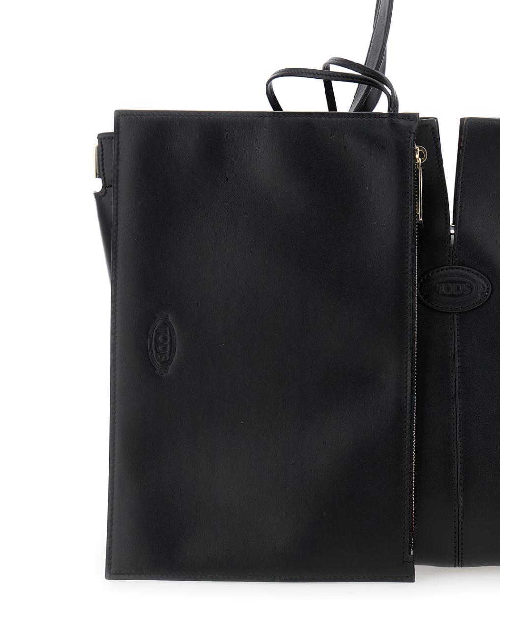 TOD'S Черная кожаная сумка тоут, фото 3