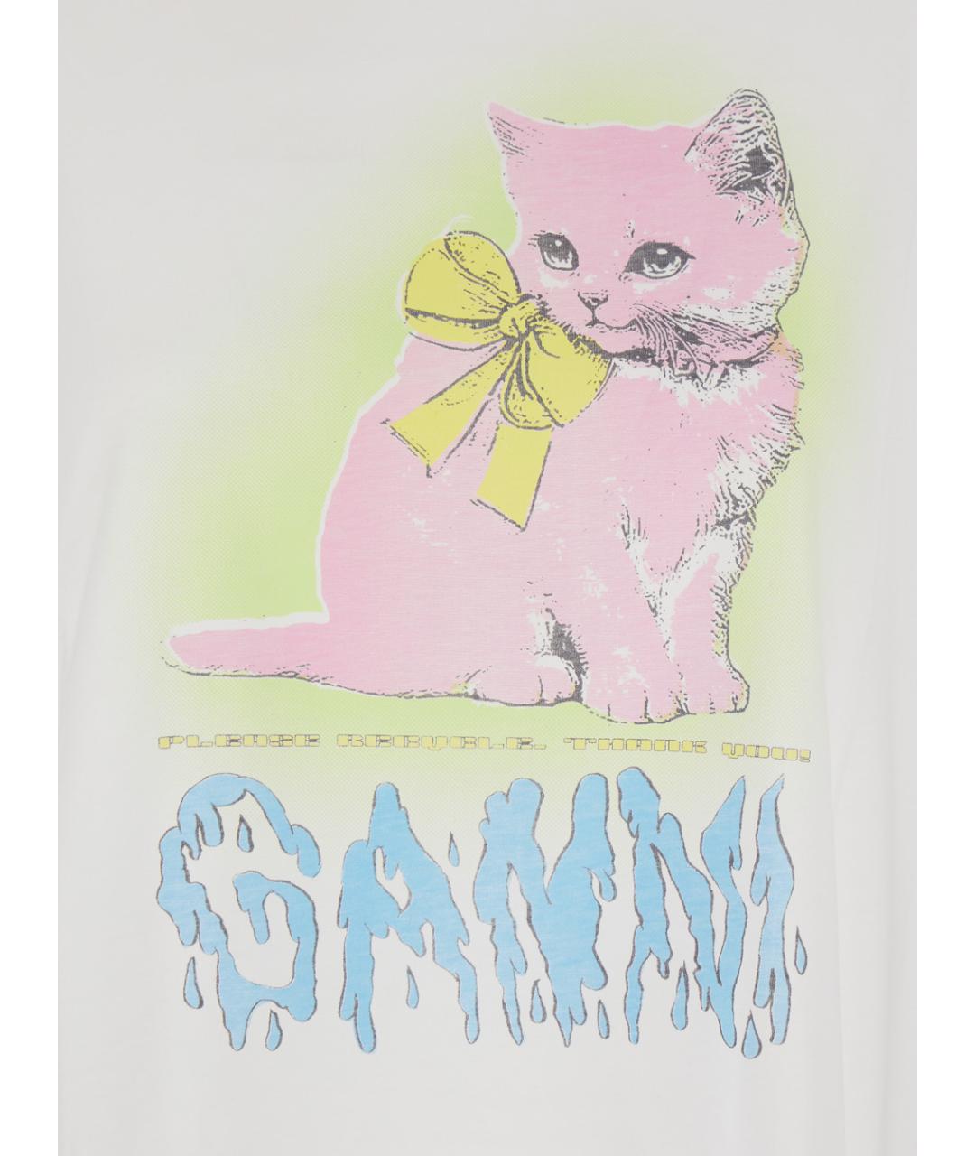 GANNI Белая хлопковая футболка, фото 3