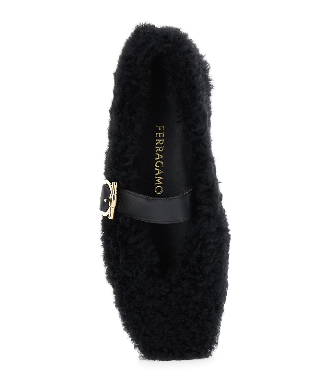 FERRAGAMO Черные кожаные балетки, фото 3