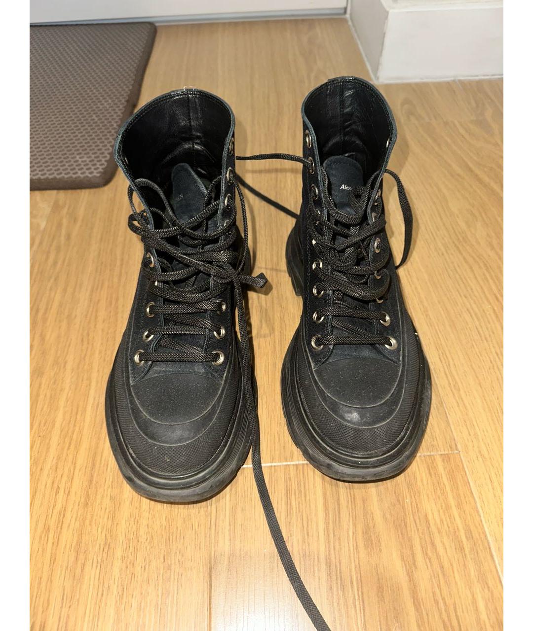 ALEXANDER MCQUEEN Черные текстильные ботинки, фото 2