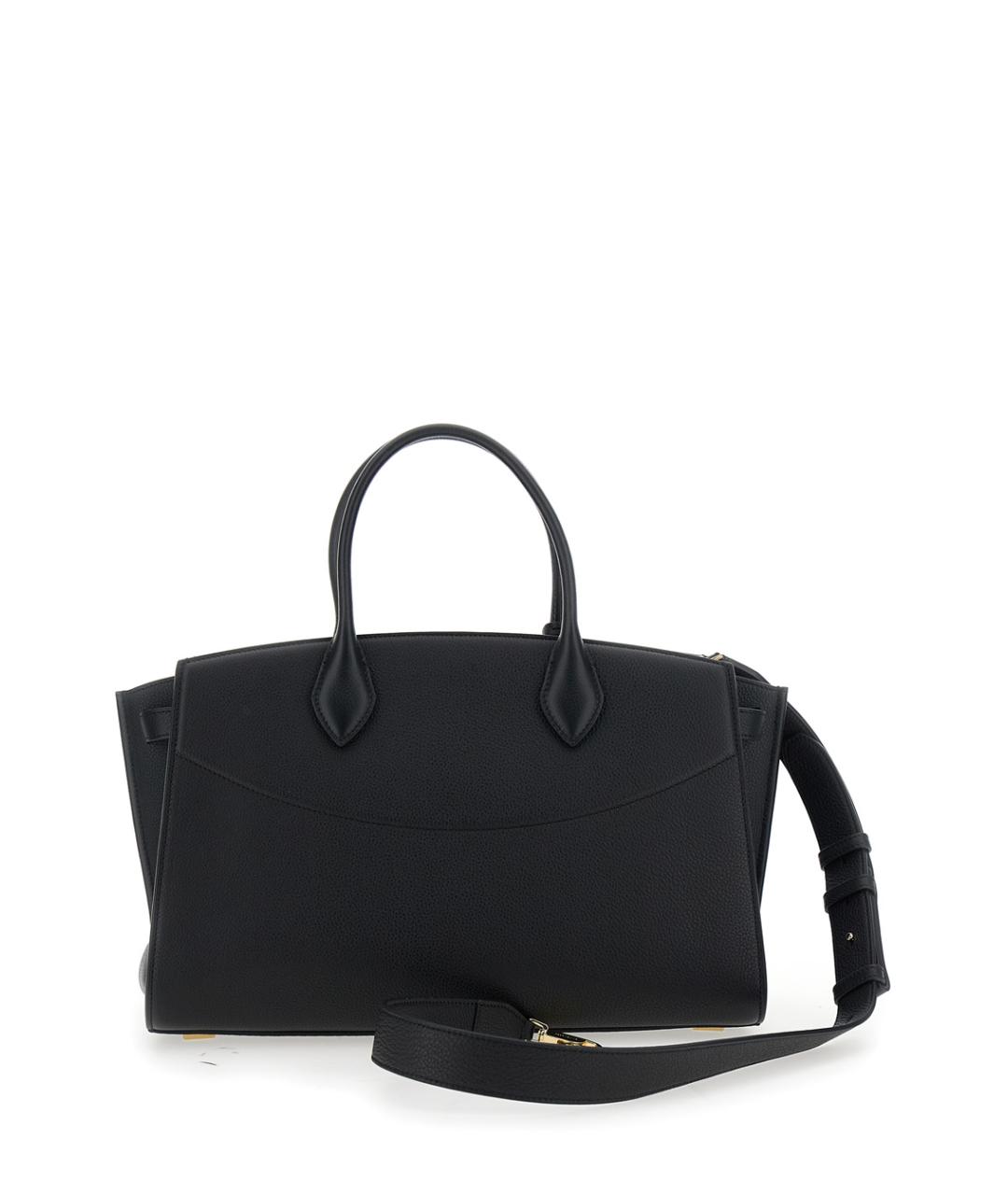 FERRAGAMO Черная кожаная сумка с короткими ручками, фото 2
