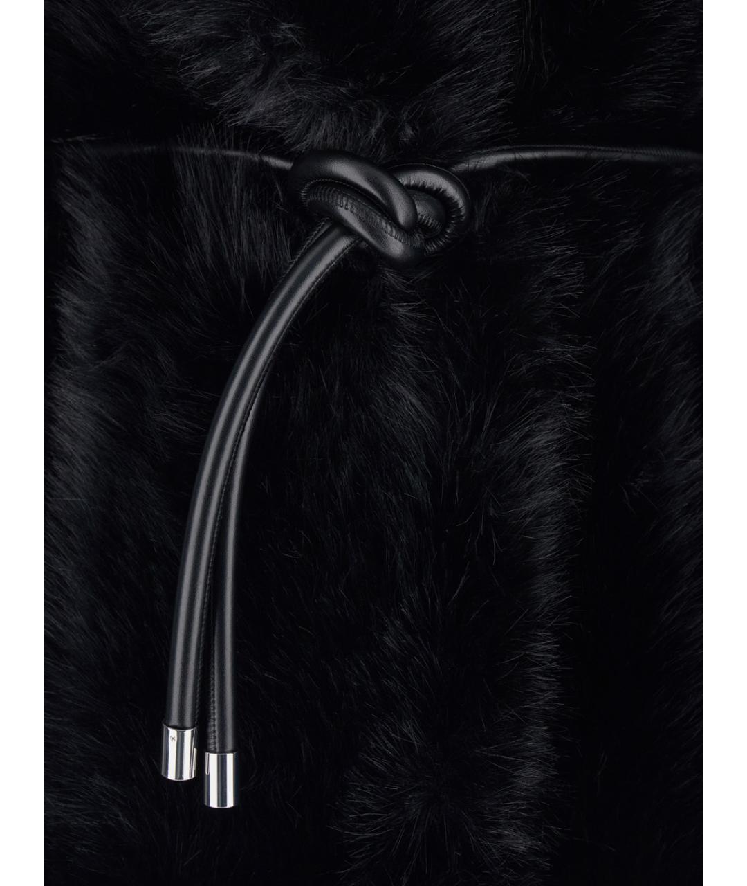 SPORTMAX Черная полиэстеровая шуба, фото 3