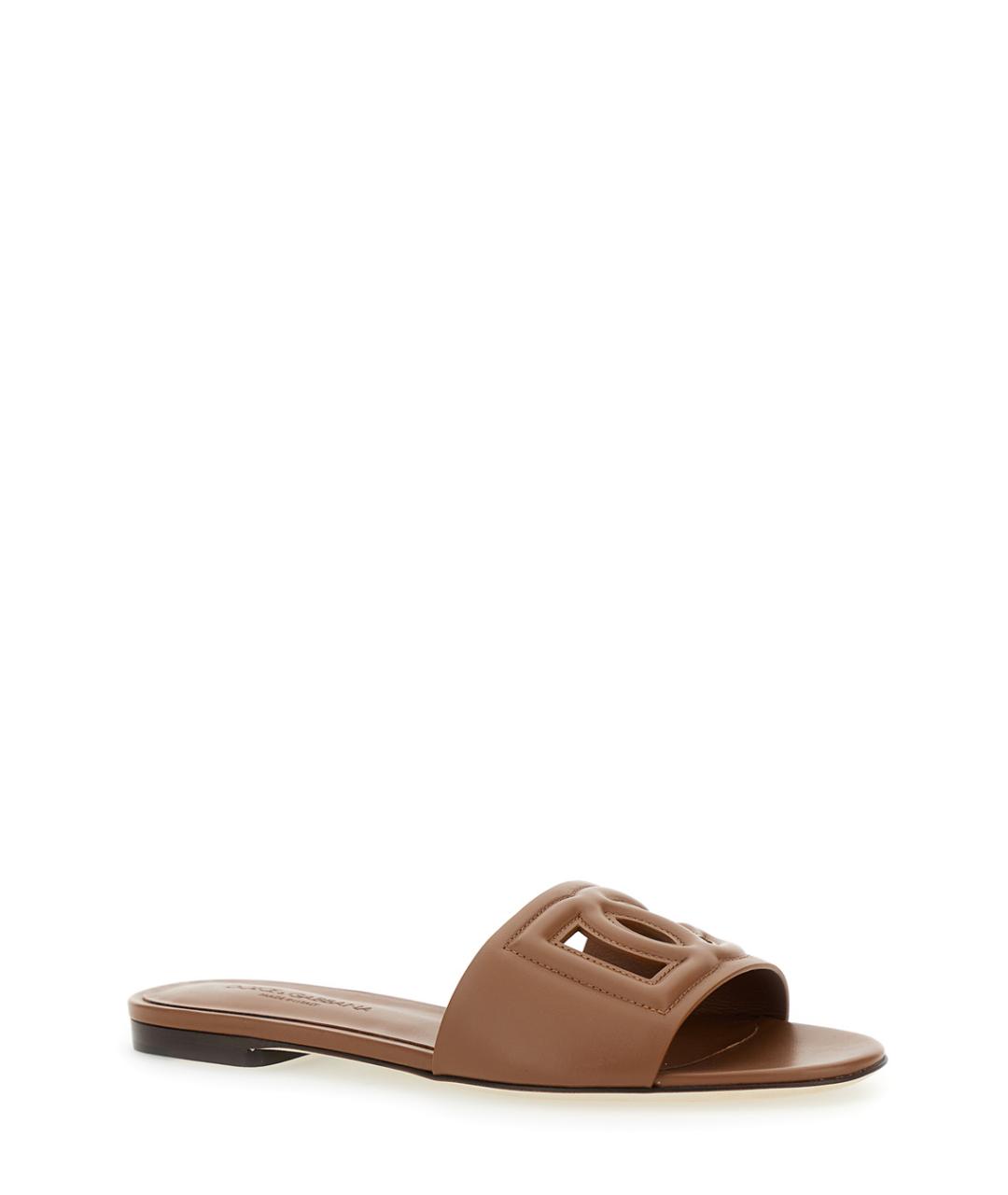 DOLCE&GABBANA Коричневые кожаные сандалии, фото 2