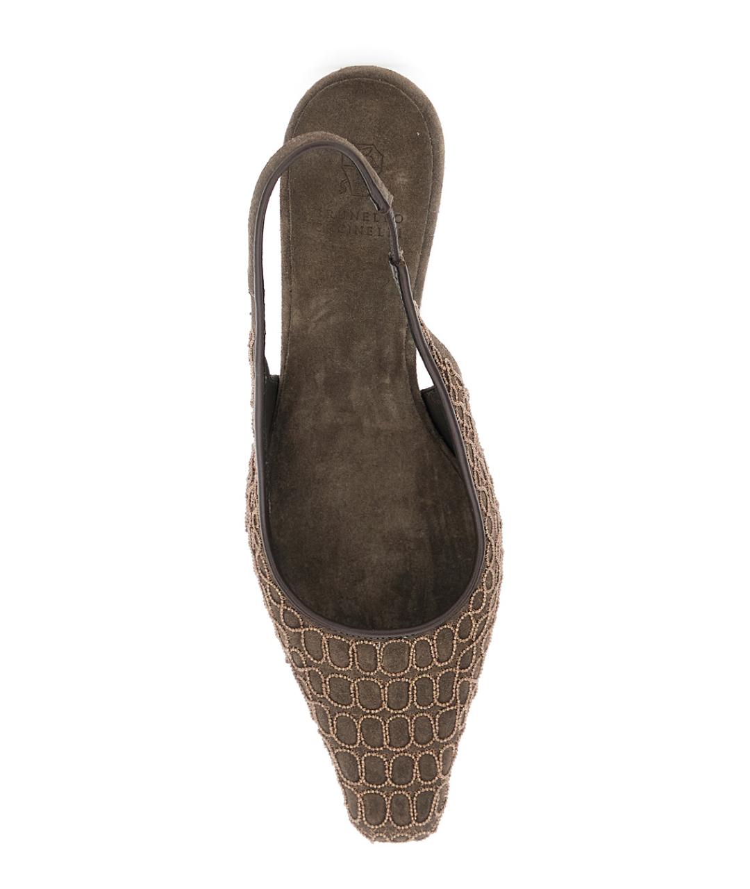 BRUNELLO CUCINELLI Коричневые замшевые туфли, фото 4