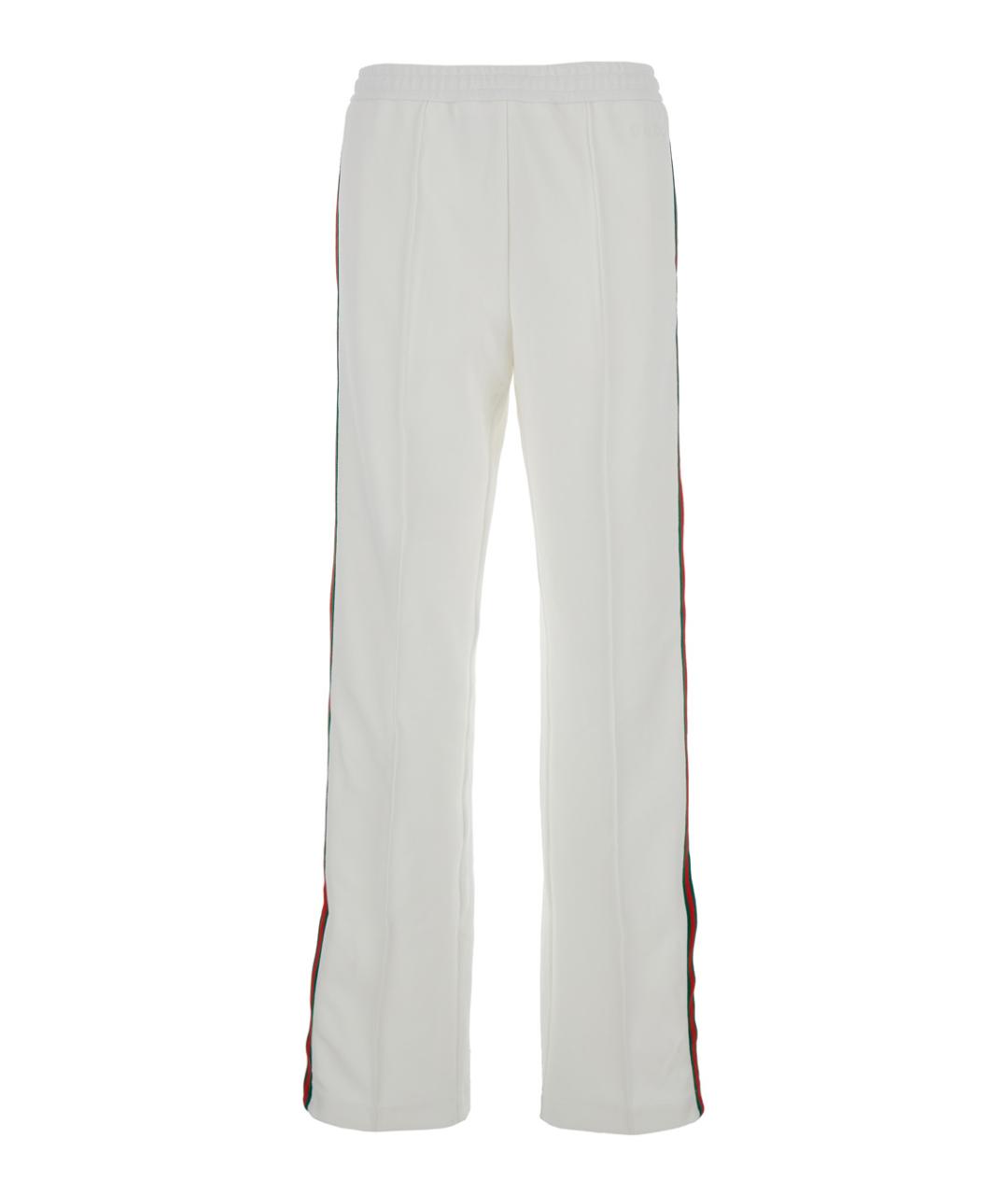 GUCCI Белые полиамидовые прямые брюки, фото 1