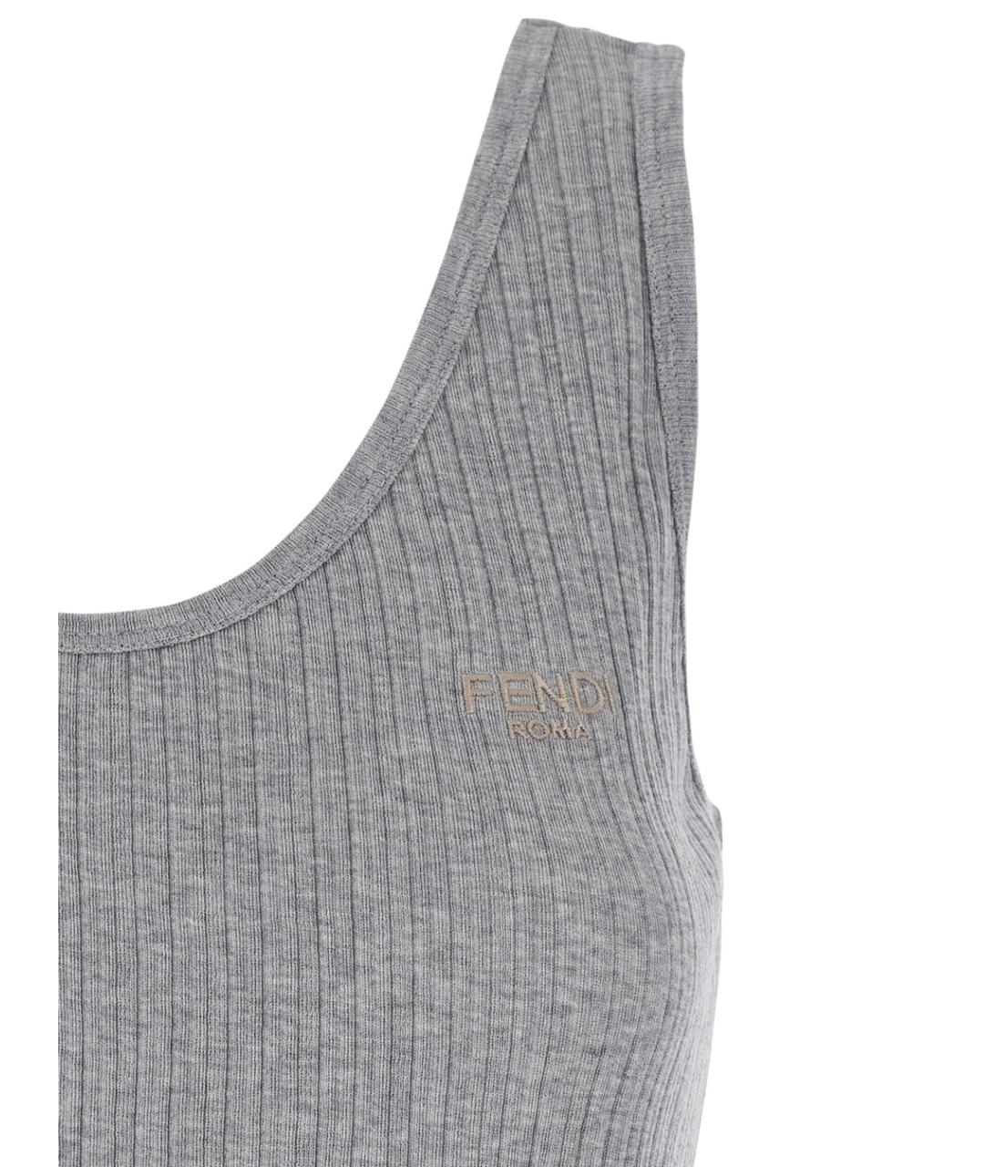 FENDI Серая хлопковая майка, фото 3
