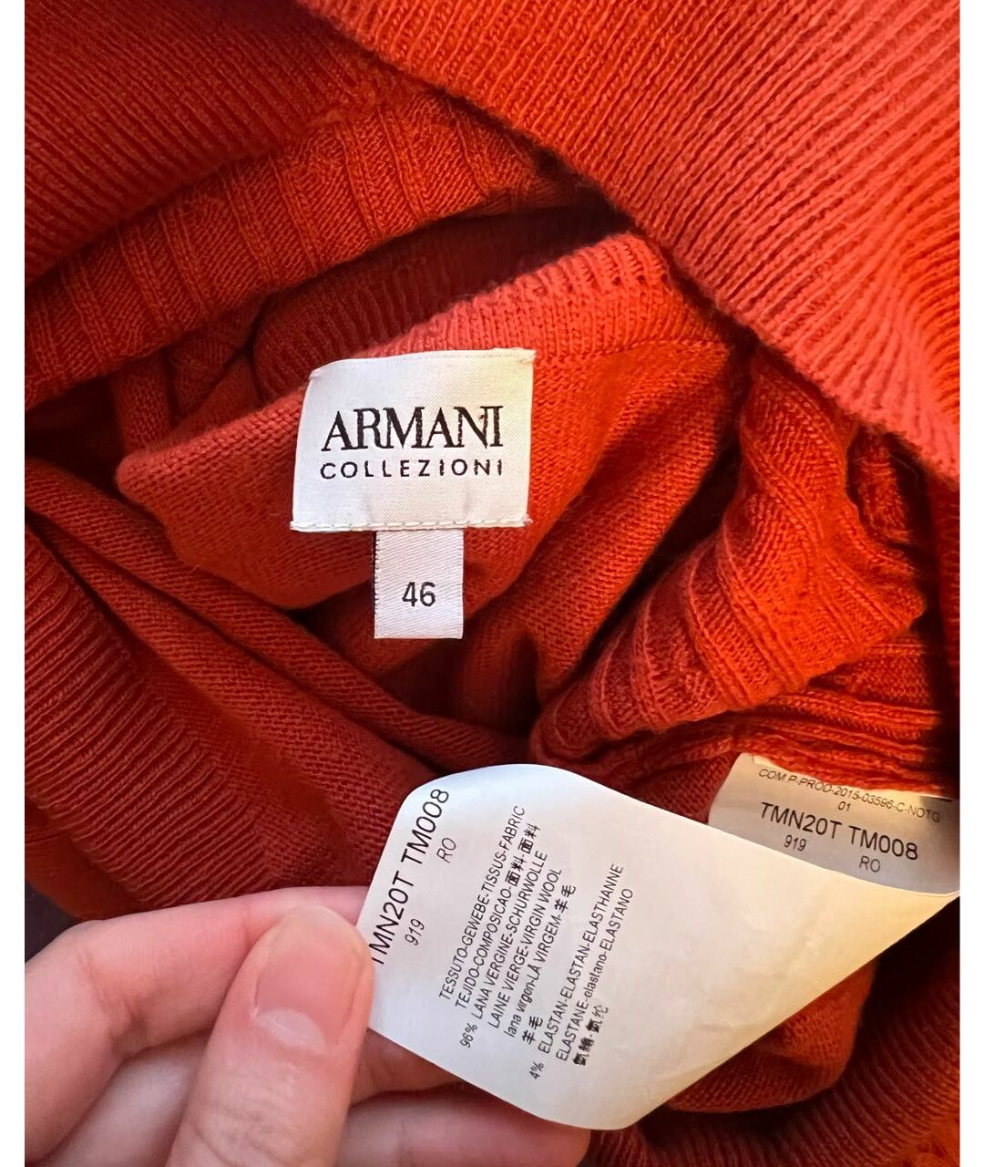 ARMANI COLLEZIONI Оранжевый шерстяной джемпер / свитер, фото 3