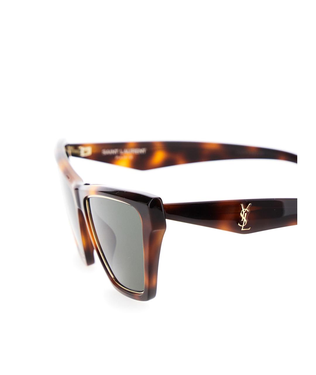 SAINT LAURENT Коричневые пластиковые солнцезащитные очки, фото 3