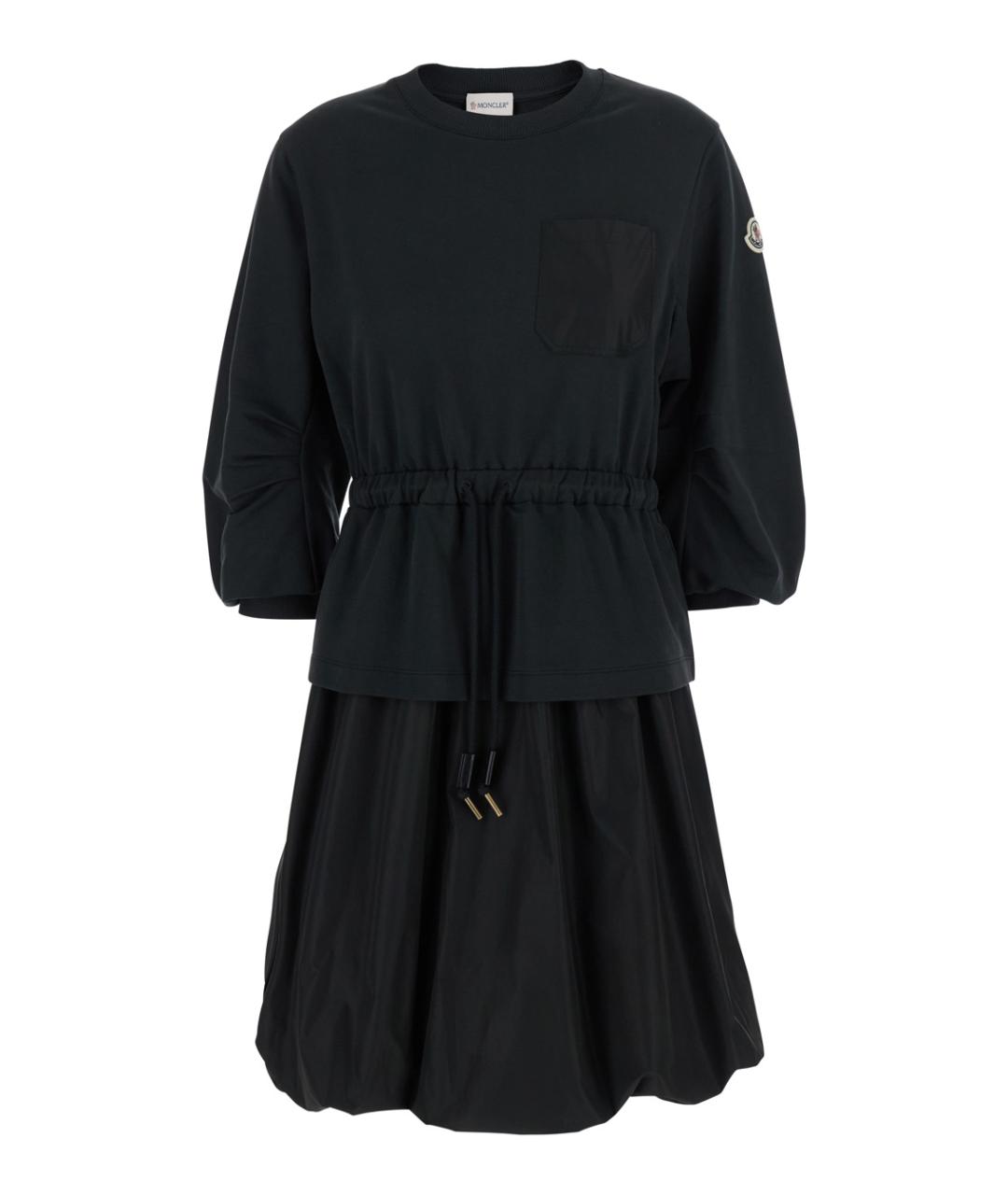 MONCLER Черное полиэстеровое повседневное платье, фото 1