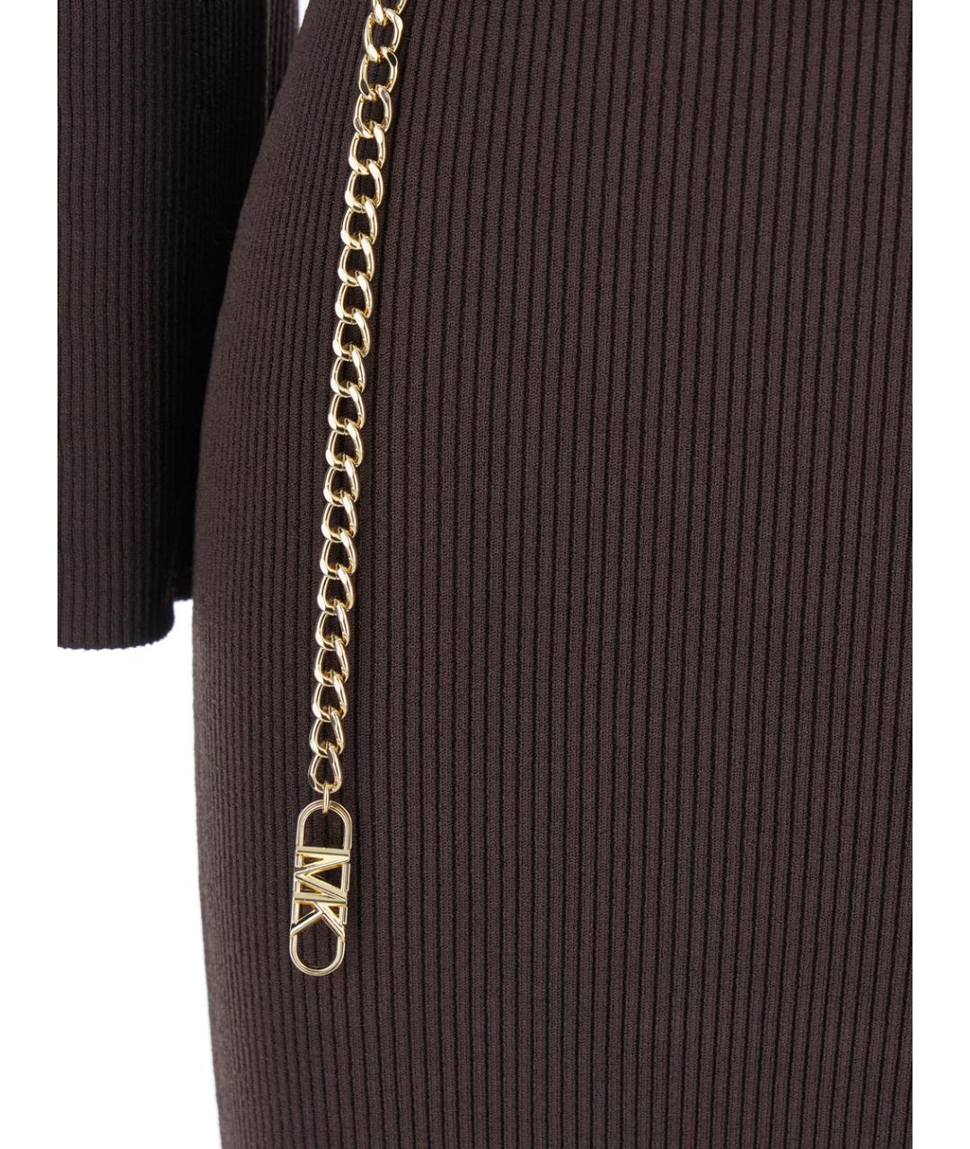 MICHAEL MICHAEL KORS Коричневое вискозное коктейльное платье, фото 3