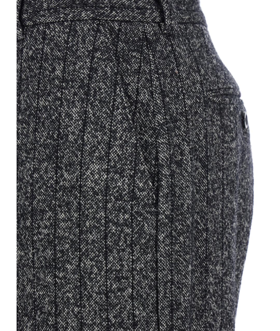 DOLCE&GABBANA Серые шерстяные прямые брюки, фото 3