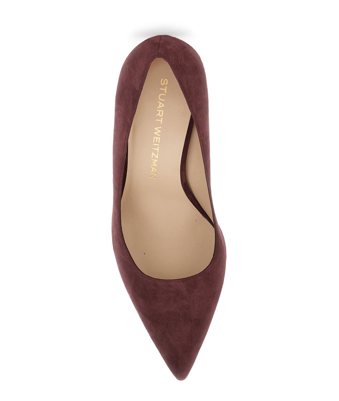 STUART WEITZMAN Бордовые замшевые туфли, фото 4