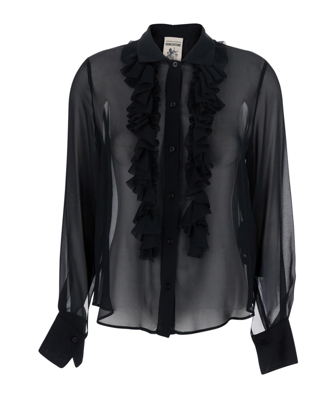SEMICOUTURE Черная шелковая блузы, фото 1