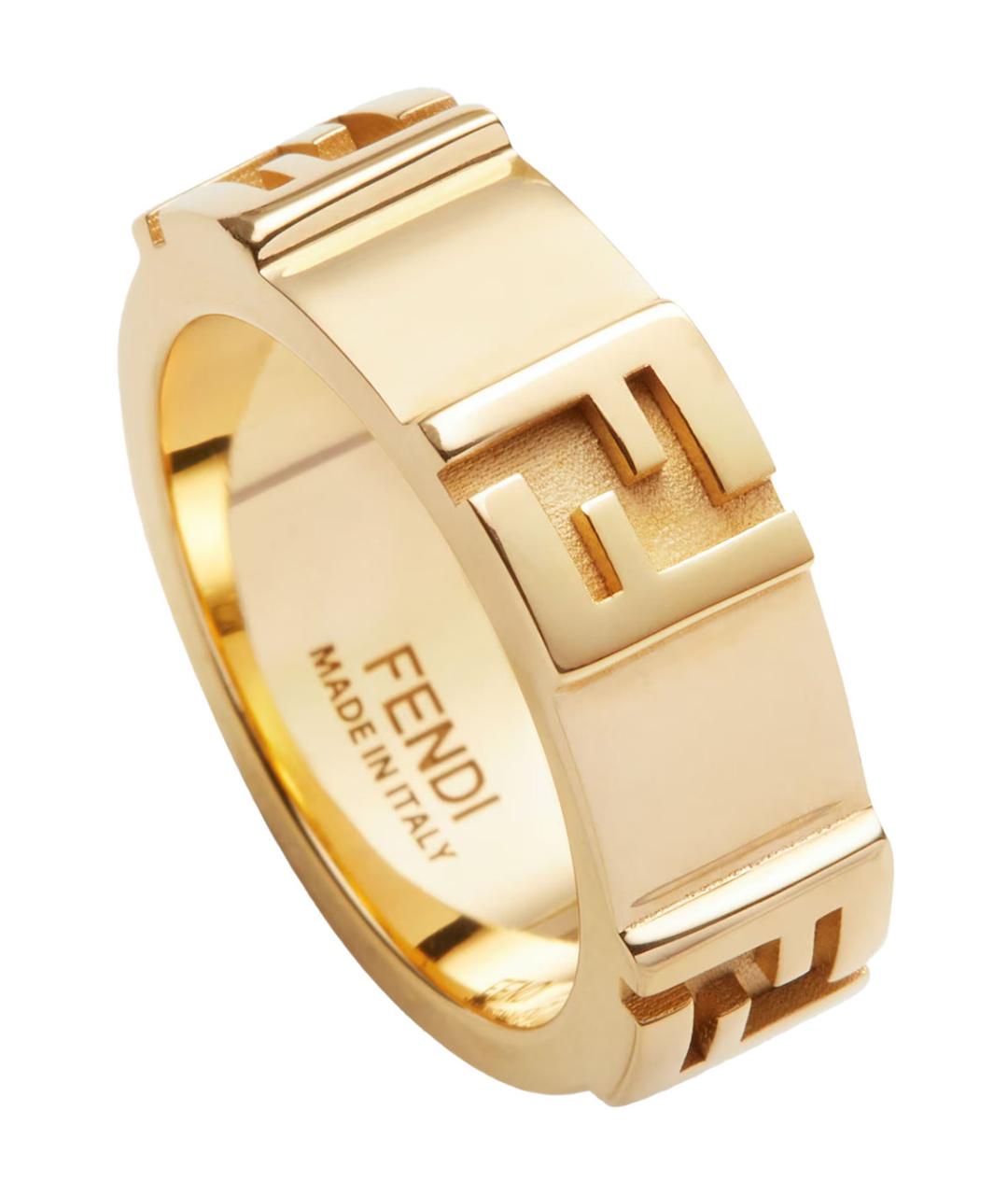 FENDI Золотое металлическое кольцо, фото 2