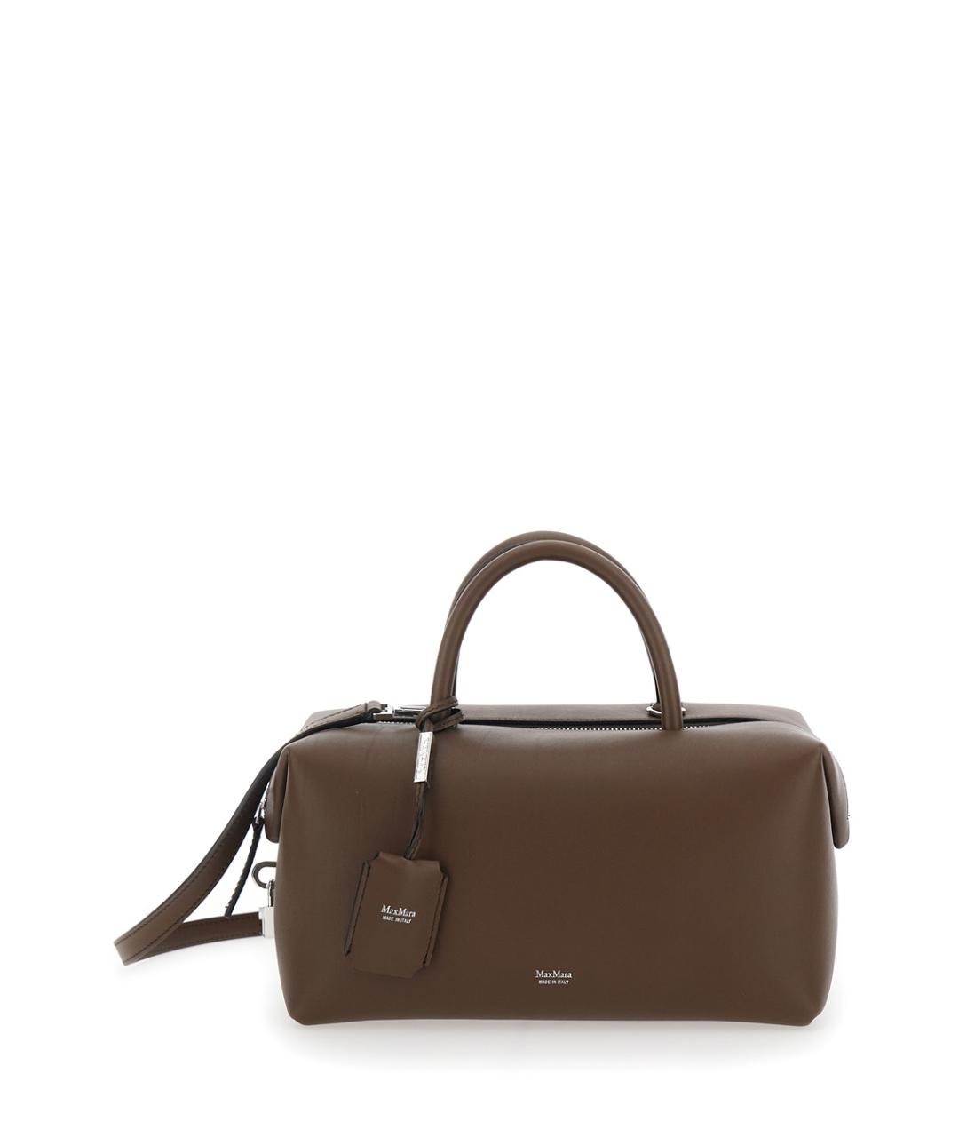 MAX MARA Коричневая кожаная сумка с короткими ручками, фото 1