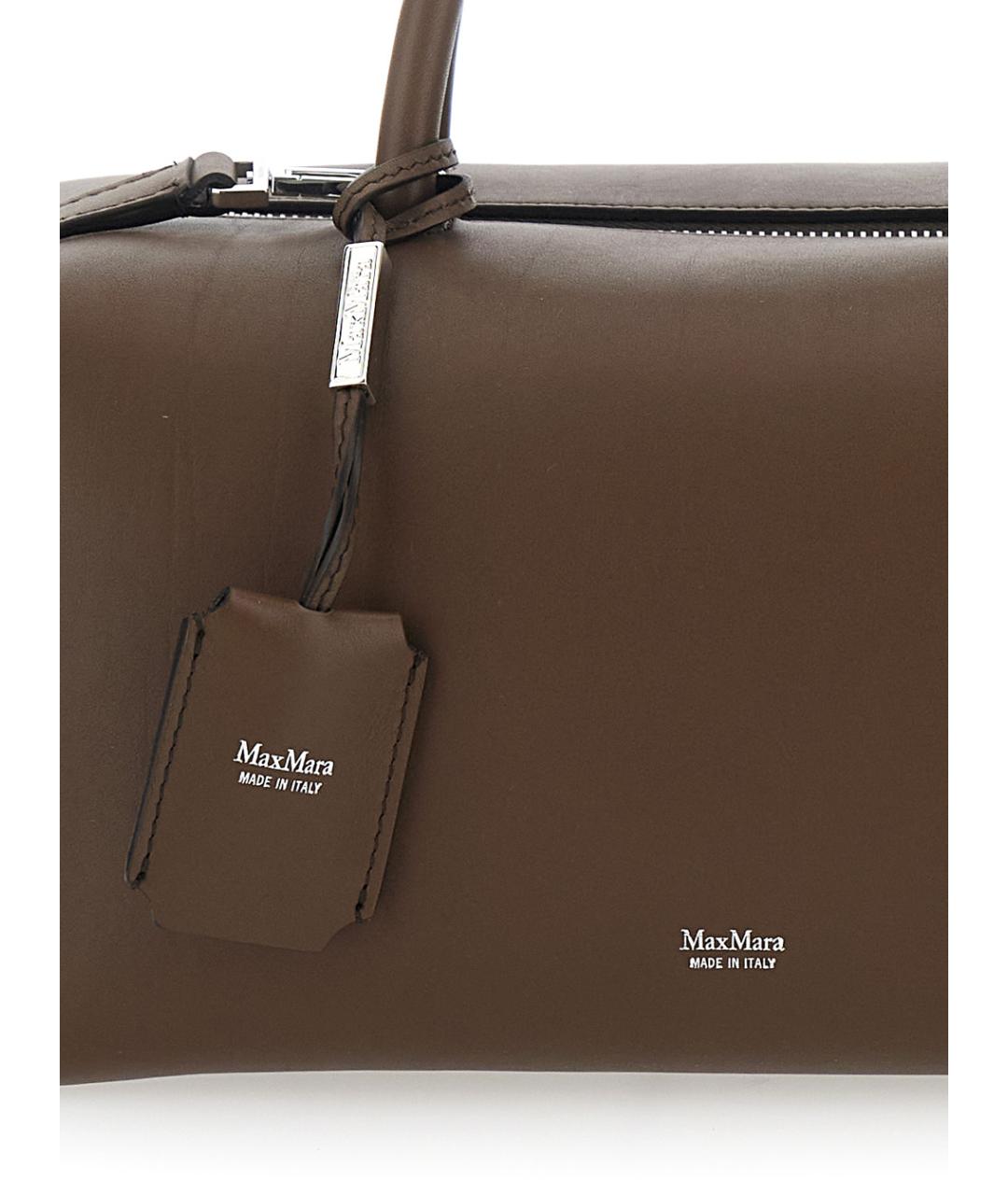 MAX MARA Коричневая кожаная сумка с короткими ручками, фото 3