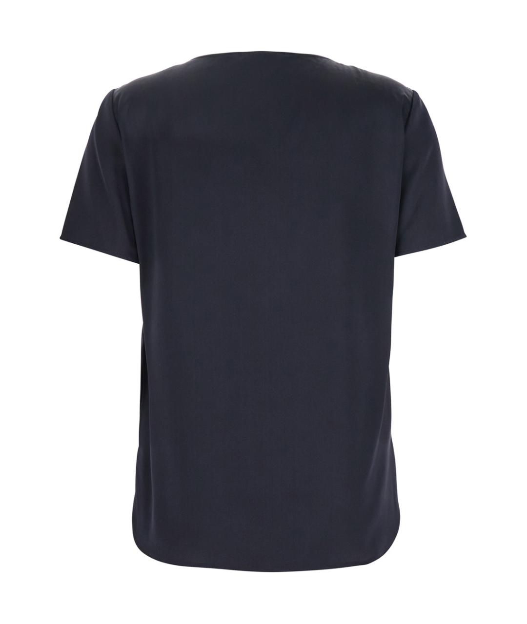 MAX MARA Синяя шелковая футболка, фото 2