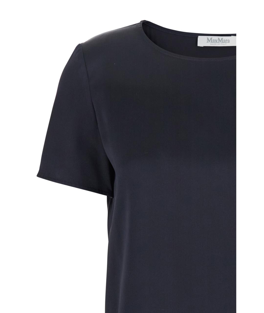 MAX MARA Синяя шелковая футболка, фото 3