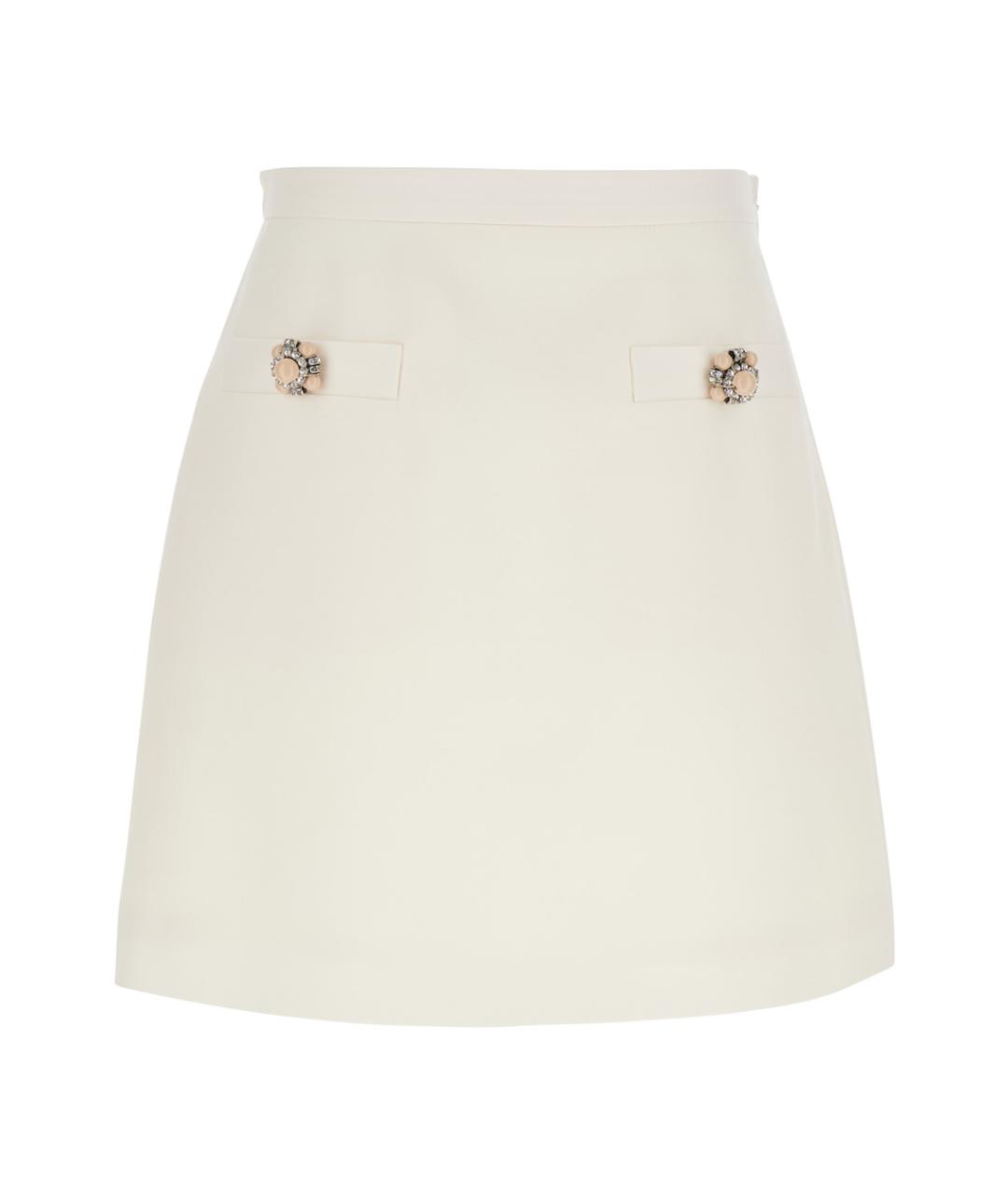 VALENTINO Белая шерстяная юбка мини, фото 1