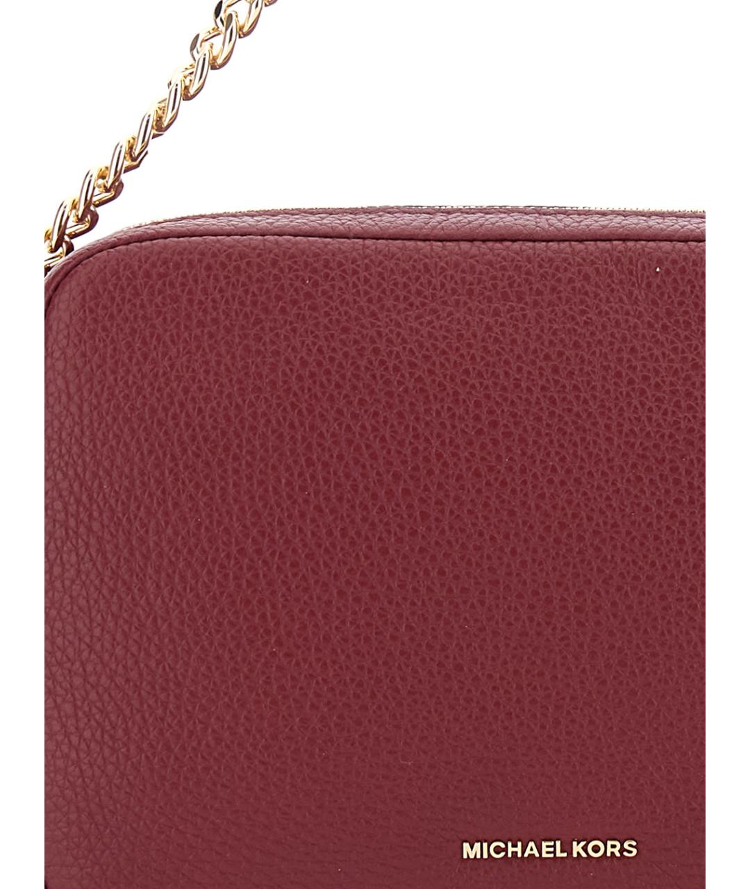 MICHAEL MICHAEL KORS Бордовая кожаная сумка через плечо, фото 3