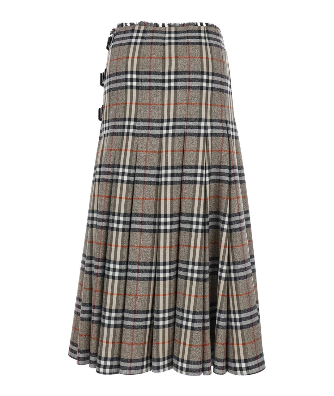 BURBERRY Бежевая шерстяная юбка миди, фото 2