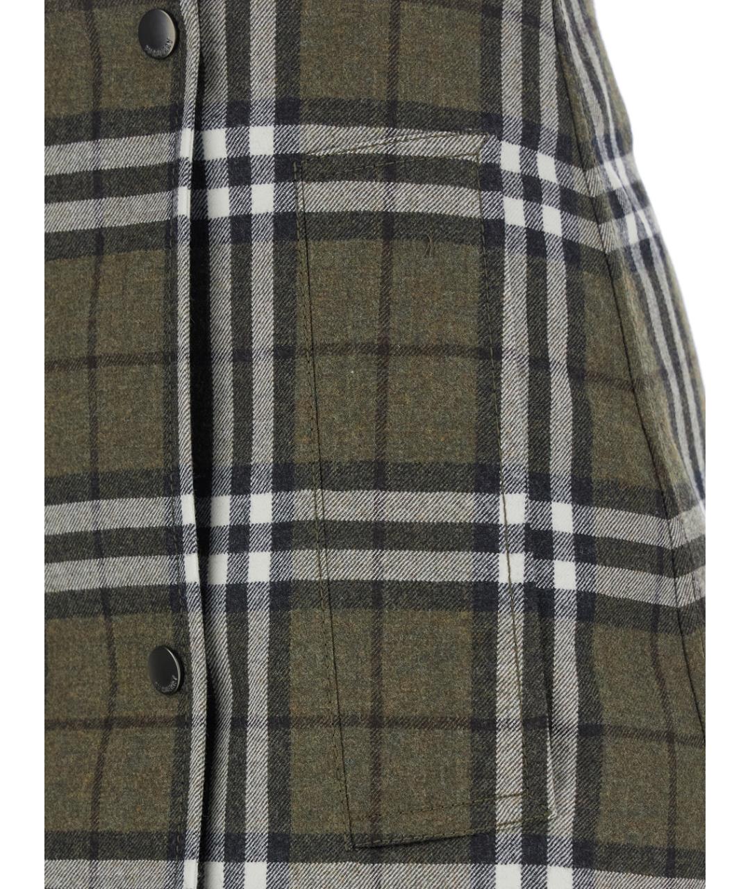 BURBERRY Зеленая шерстяная юбка мини, фото 3