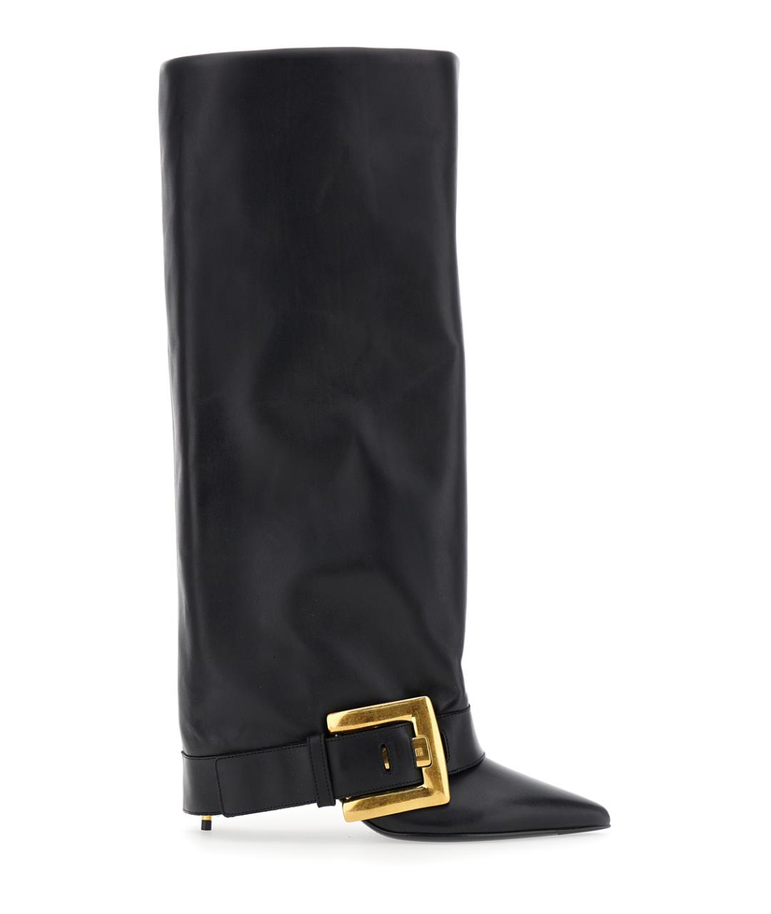 BALMAIN Черные кожаные сапоги, фото 1