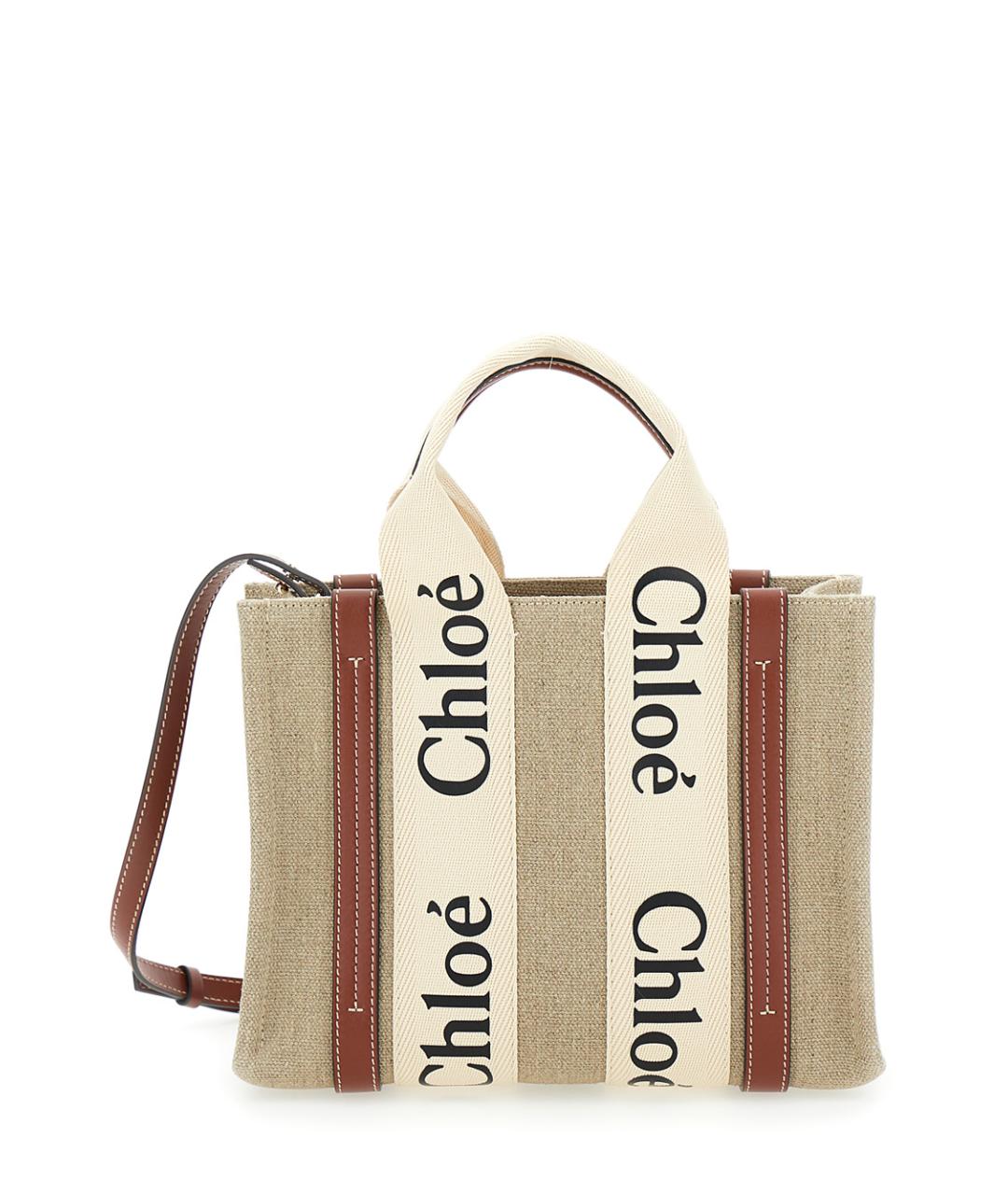CHLOE Бежевая льняная сумка через плечо, фото 1