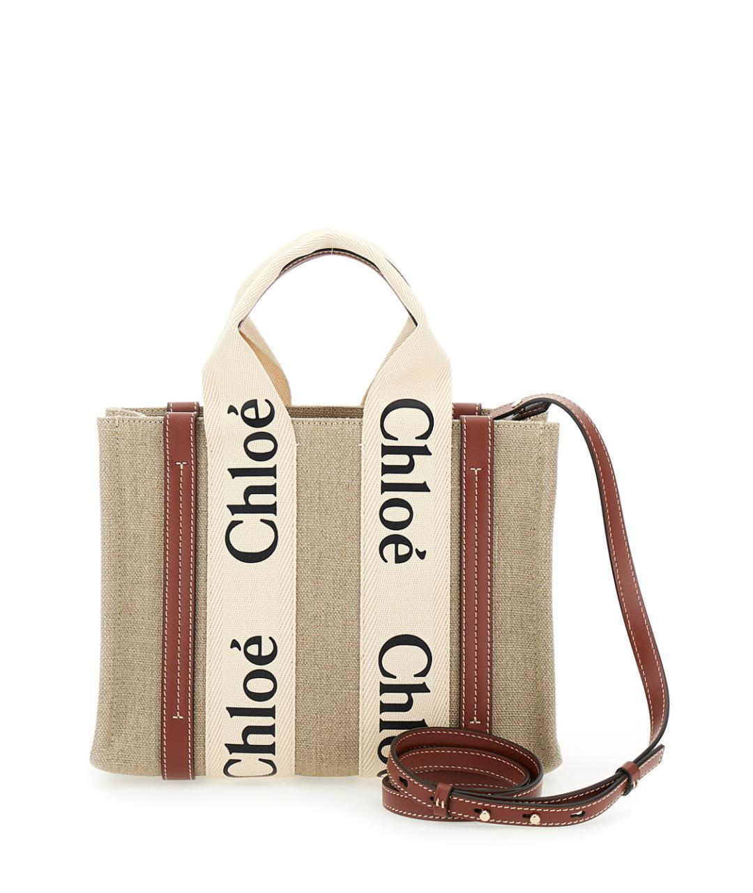 CHLOE Бежевая льняная сумка через плечо, фото 2