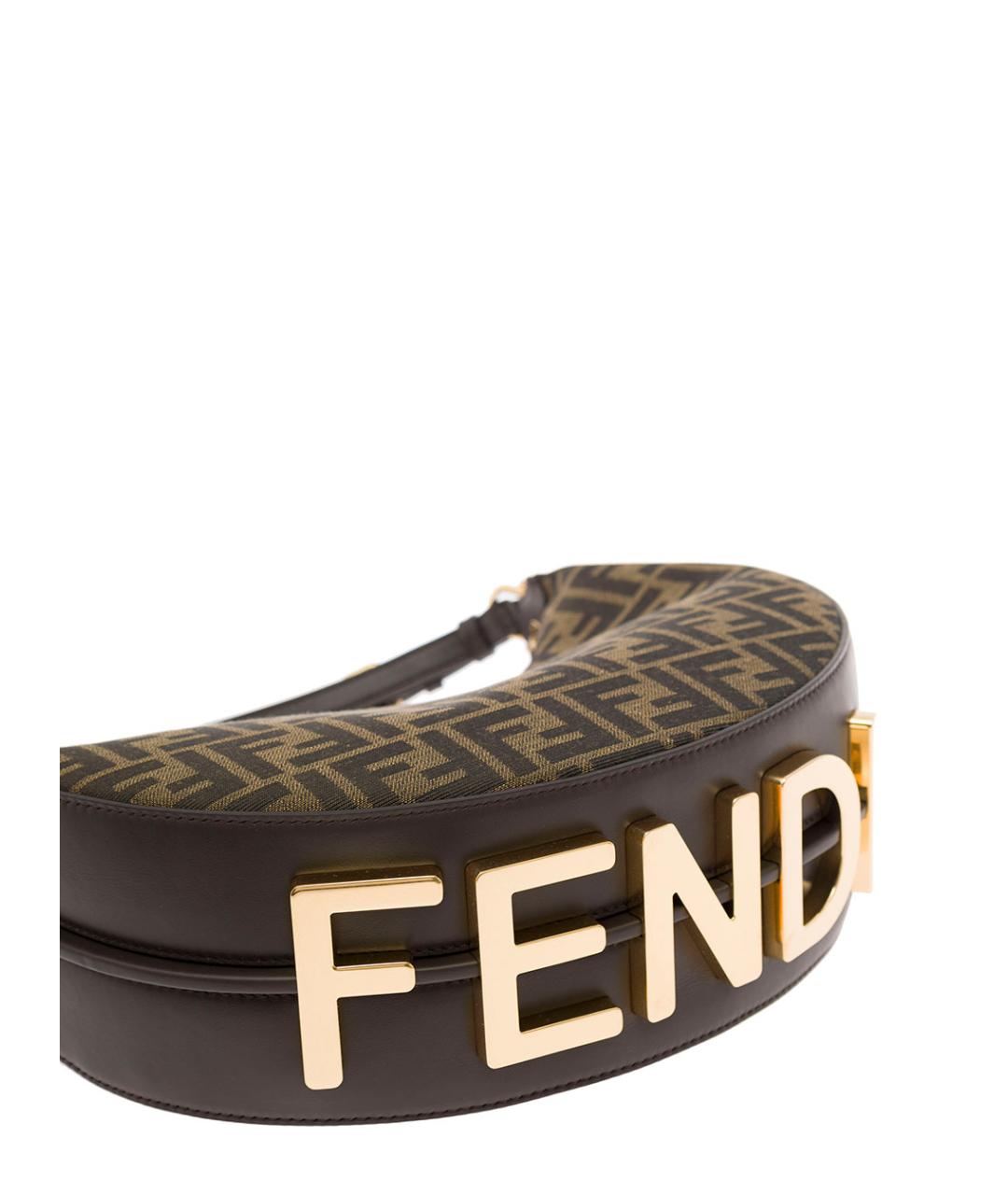 FENDI Коричневая тканевая сумка через плечо, фото 5