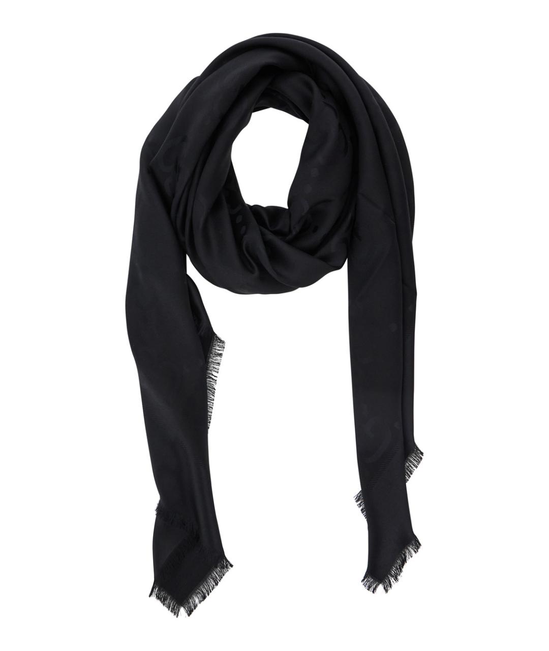 GUCCI Черный шелковый шарф, фото 2